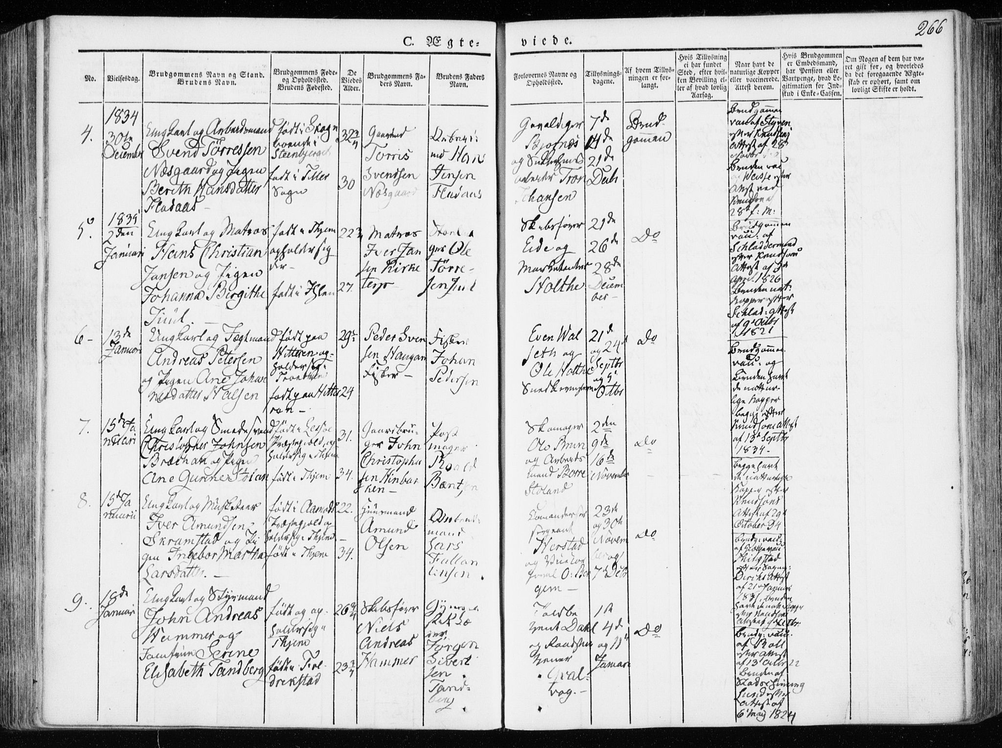 Ministerialprotokoller, klokkerbøker og fødselsregistre - Sør-Trøndelag, SAT/A-1456/601/L0047: Parish register (official) no. 601A15, 1831-1839, p. 266