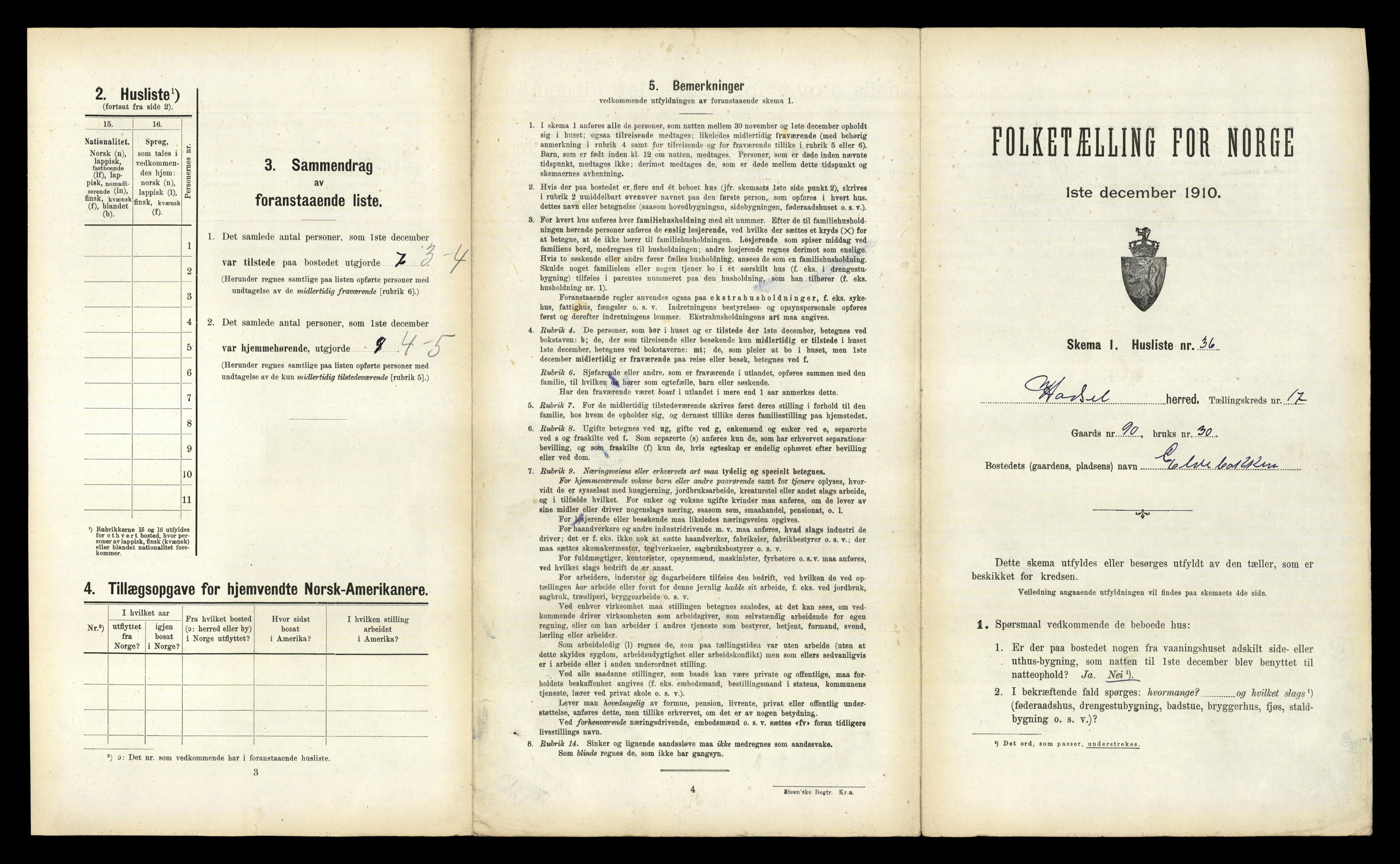 RA, 1910 census for Hadsel, 1910, p. 2357