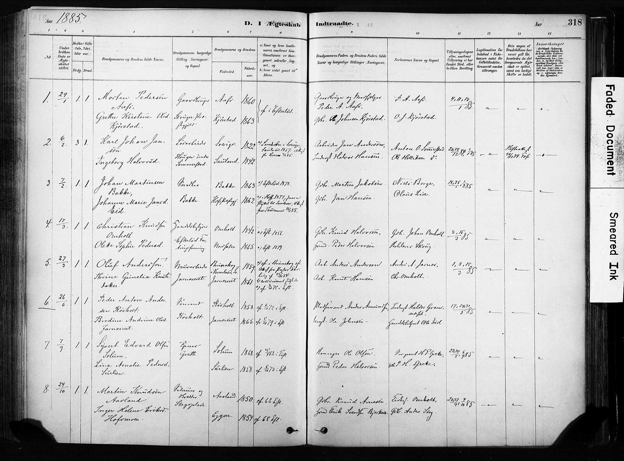 Sandsvær kirkebøker, SAKO/A-244/F/Fb/L0001: Parish register (official) no. II 1, 1878-1906, p. 318