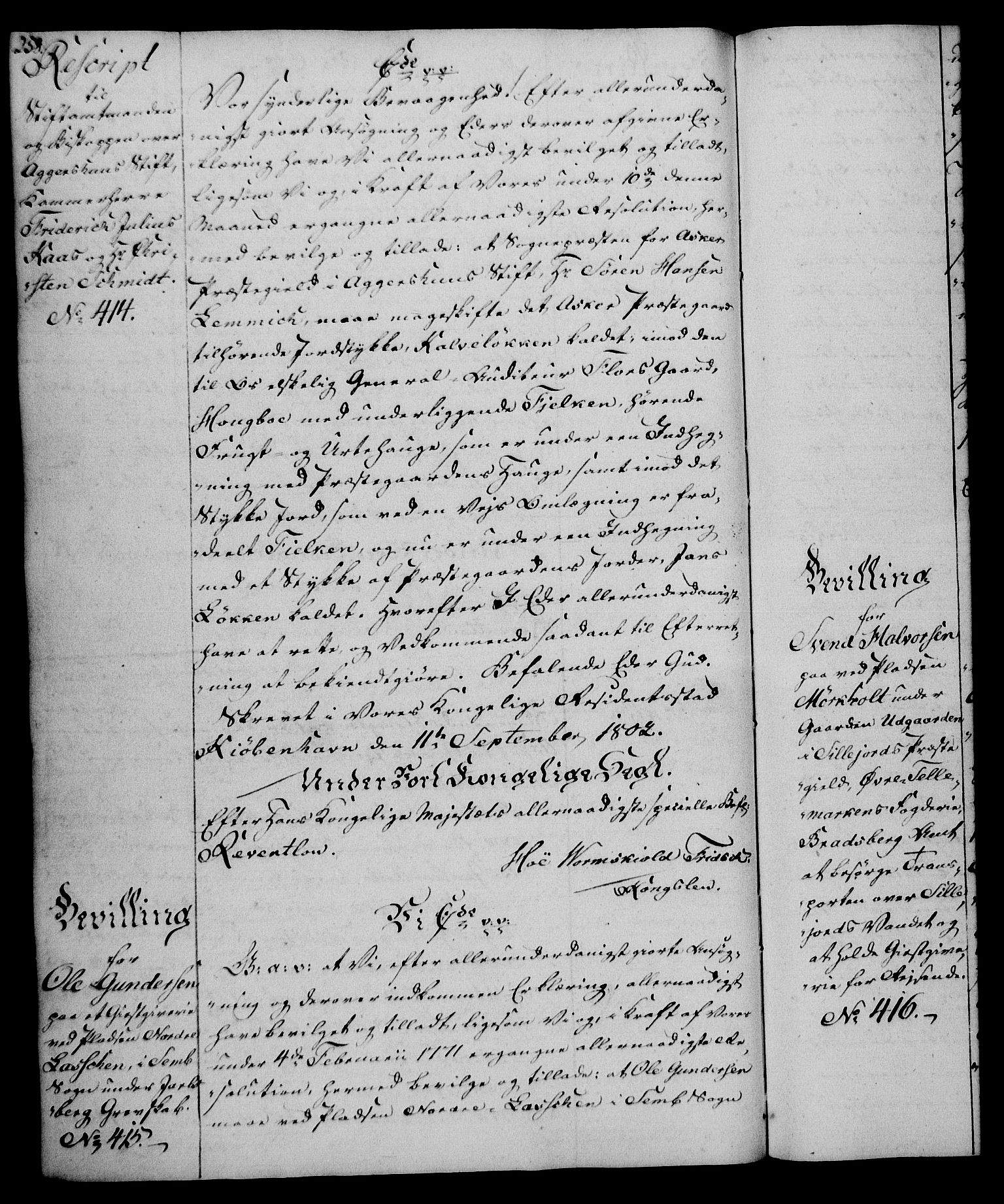 Rentekammeret, Kammerkanselliet, AV/RA-EA-3111/G/Gg/Gga/L0017: Norsk ekspedisjonsprotokoll med register (merket RK 53.17), 1801-1803, p. 258