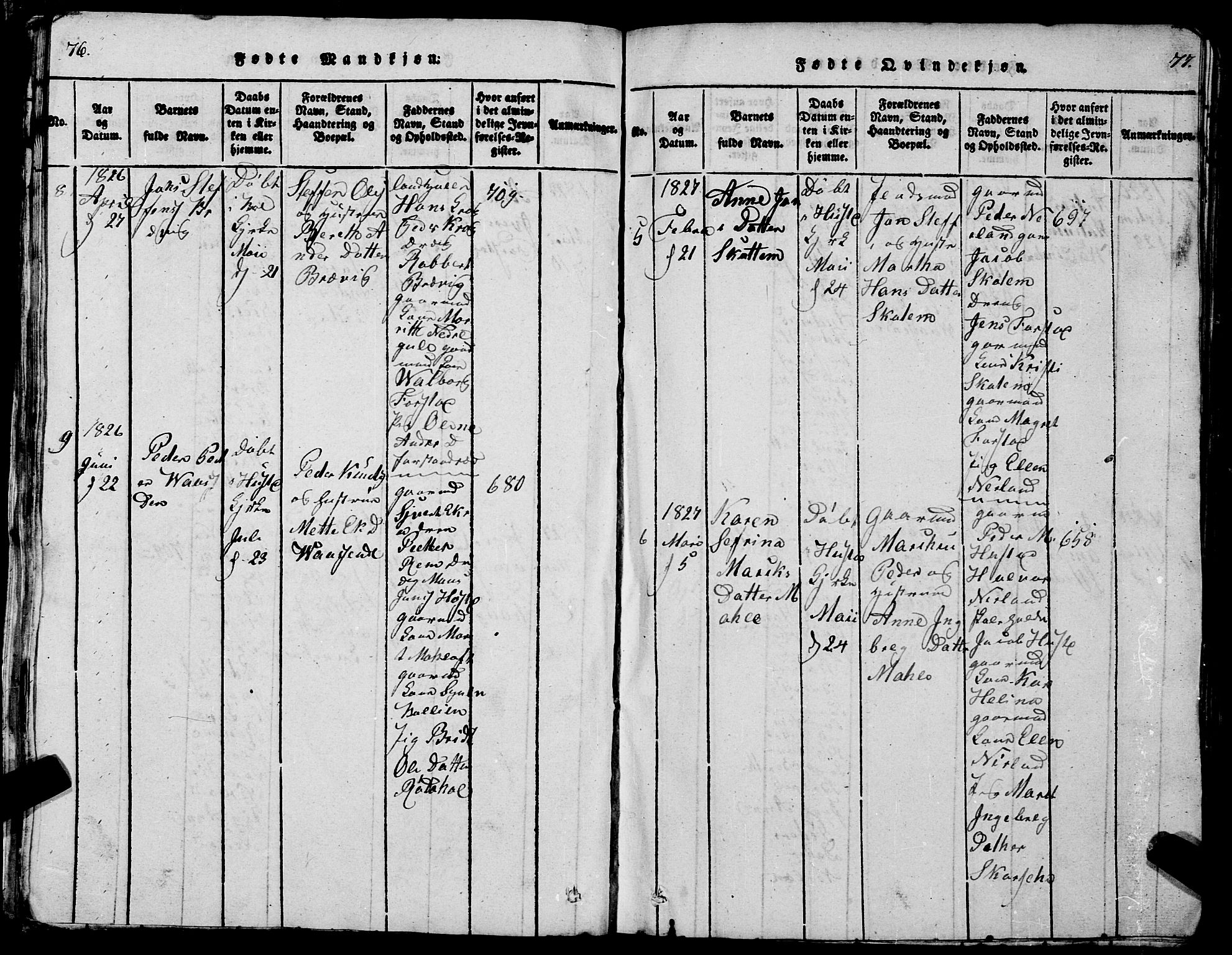 Ministerialprotokoller, klokkerbøker og fødselsregistre - Møre og Romsdal, AV/SAT-A-1454/567/L0781: Parish register (copy) no. 567C01, 1818-1845, p. 76-77