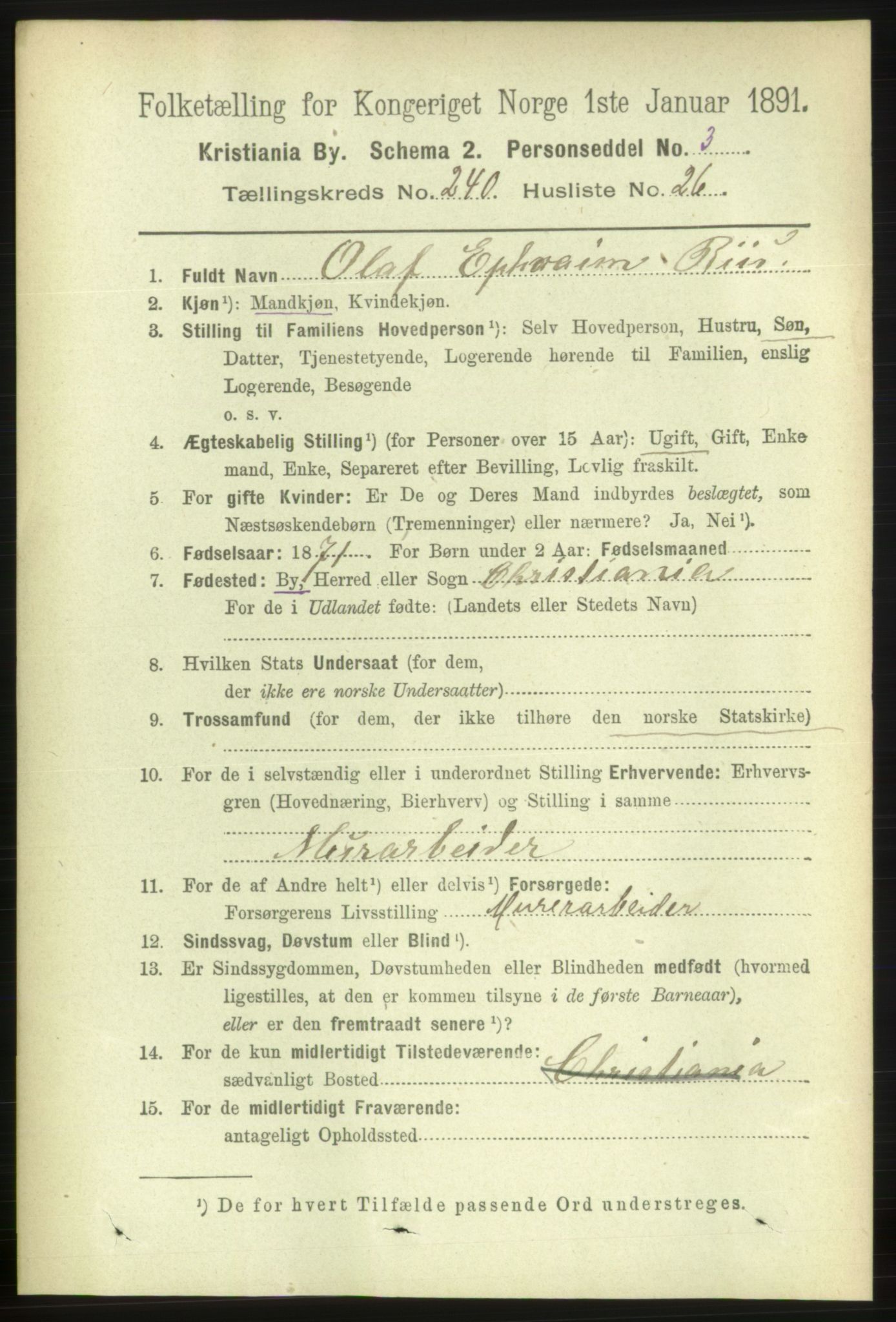 RA, 1891 census for 0301 Kristiania, 1891, p. 146313