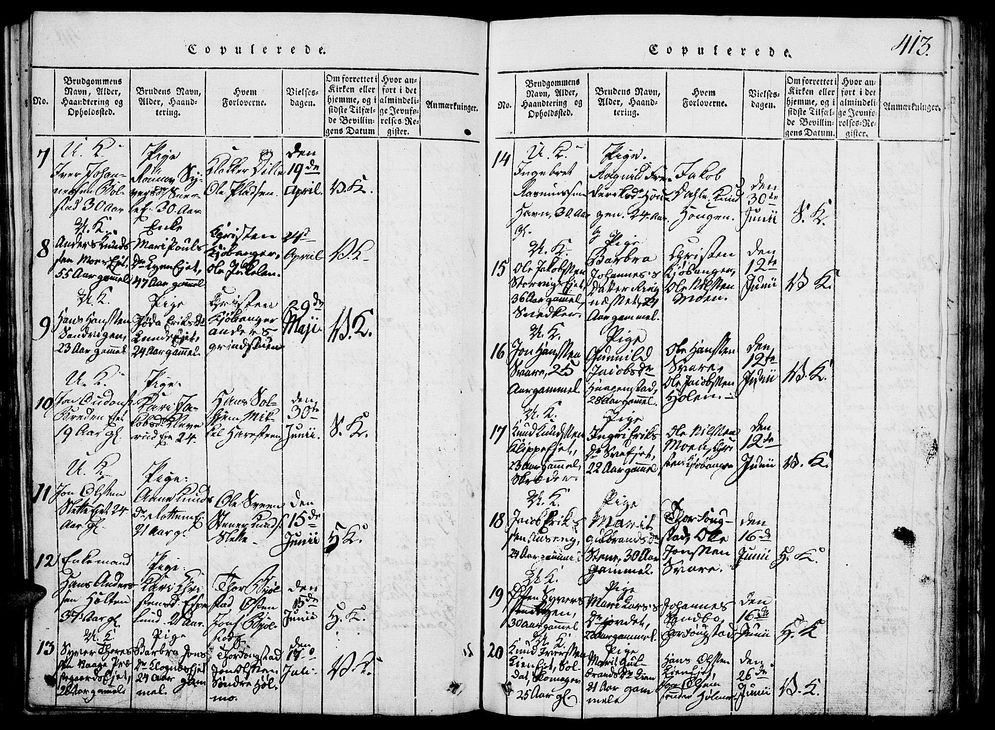 Vågå prestekontor, SAH/PREST-076/H/Ha/Hab/L0001: Parish register (copy) no. 1, 1815-1827, p. 412-413