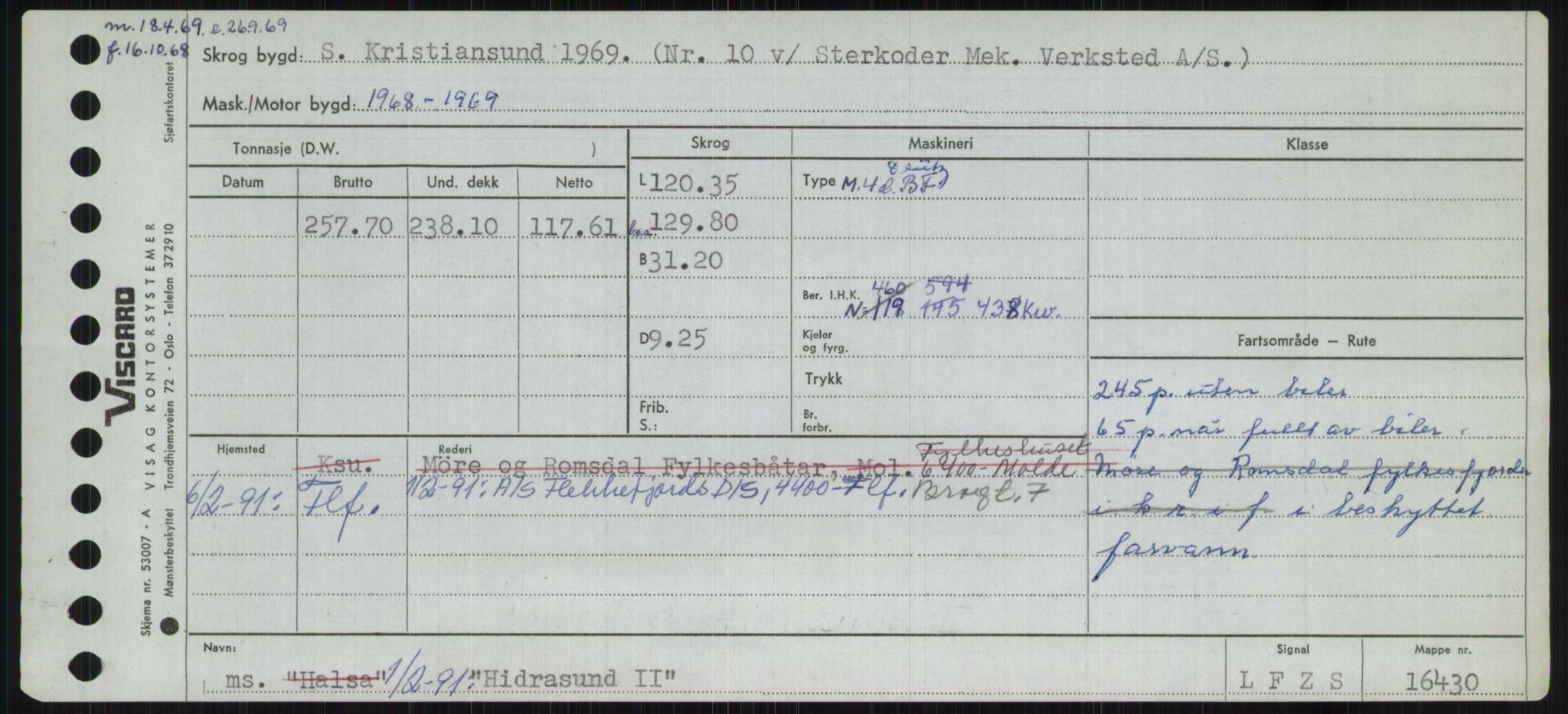 Sjøfartsdirektoratet med forløpere, Skipsmålingen, RA/S-1627/H/Ha/L0002/0002: Fartøy, Eik-Hill / Fartøy, G-Hill, p. 911