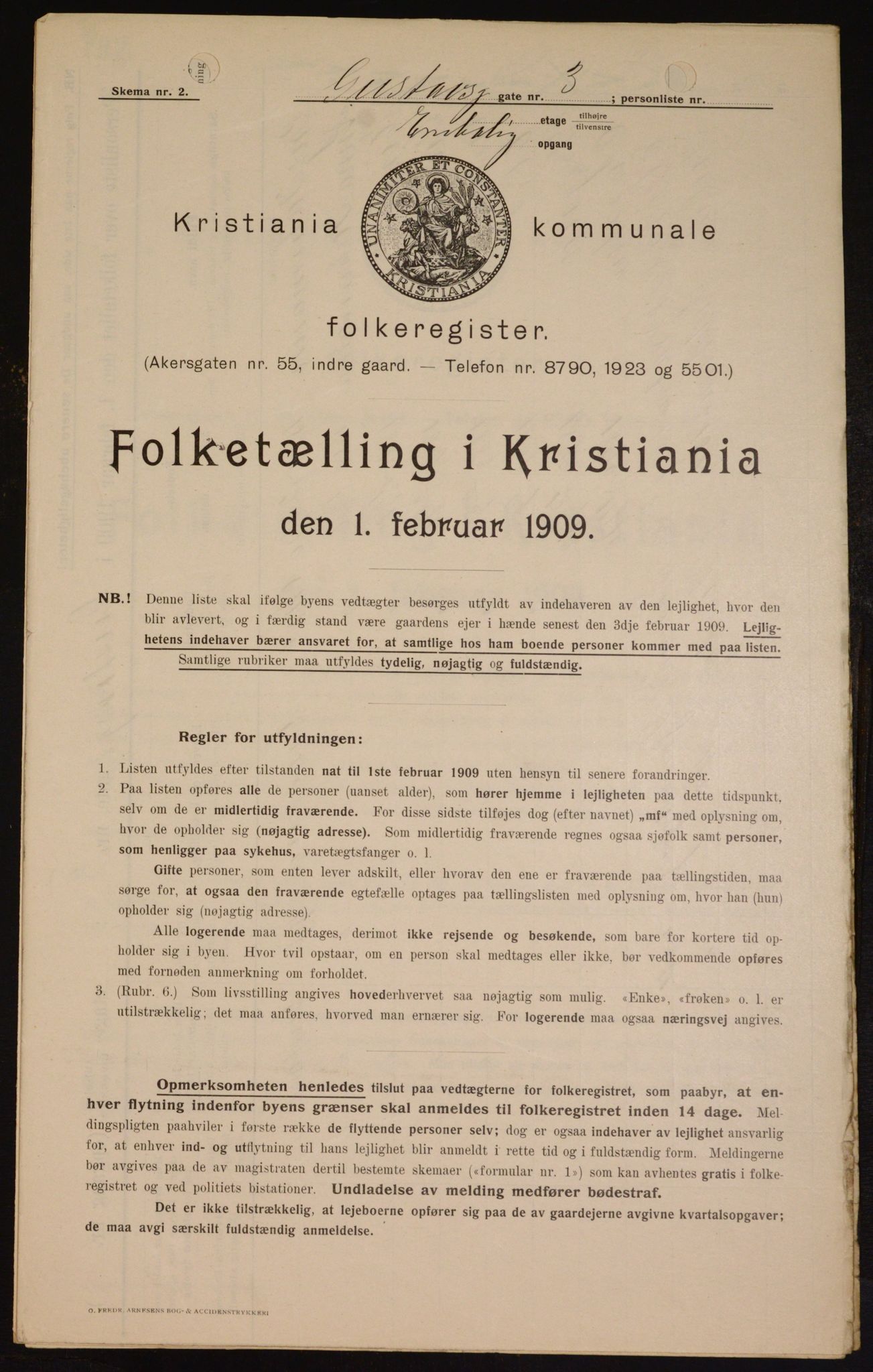 OBA, Municipal Census 1909 for Kristiania, 1909, p. 29554