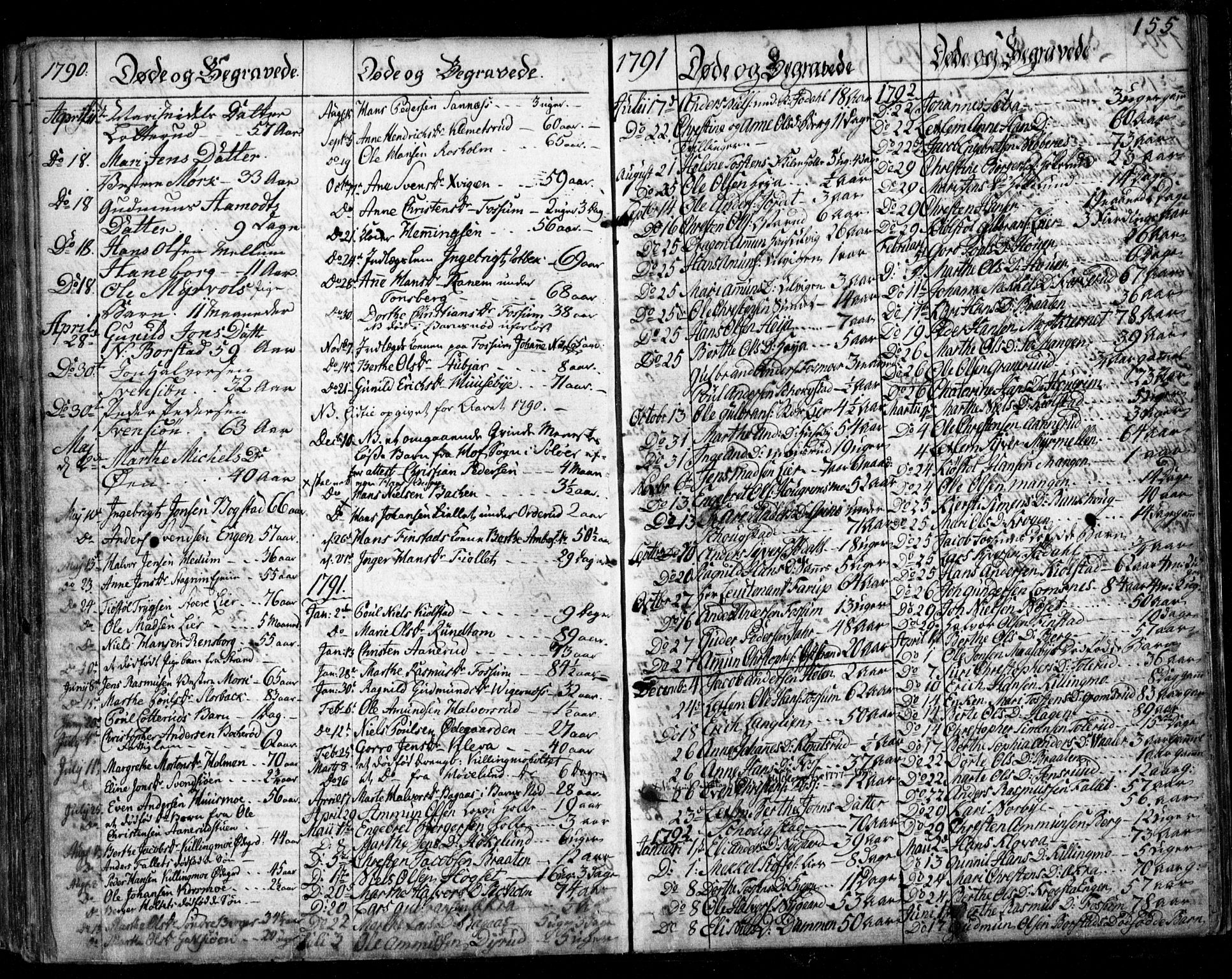 Aurskog prestekontor Kirkebøker, SAO/A-10304a/F/Fa/L0003: Parish register (official) no. I 3, 1767-1807, p. 155