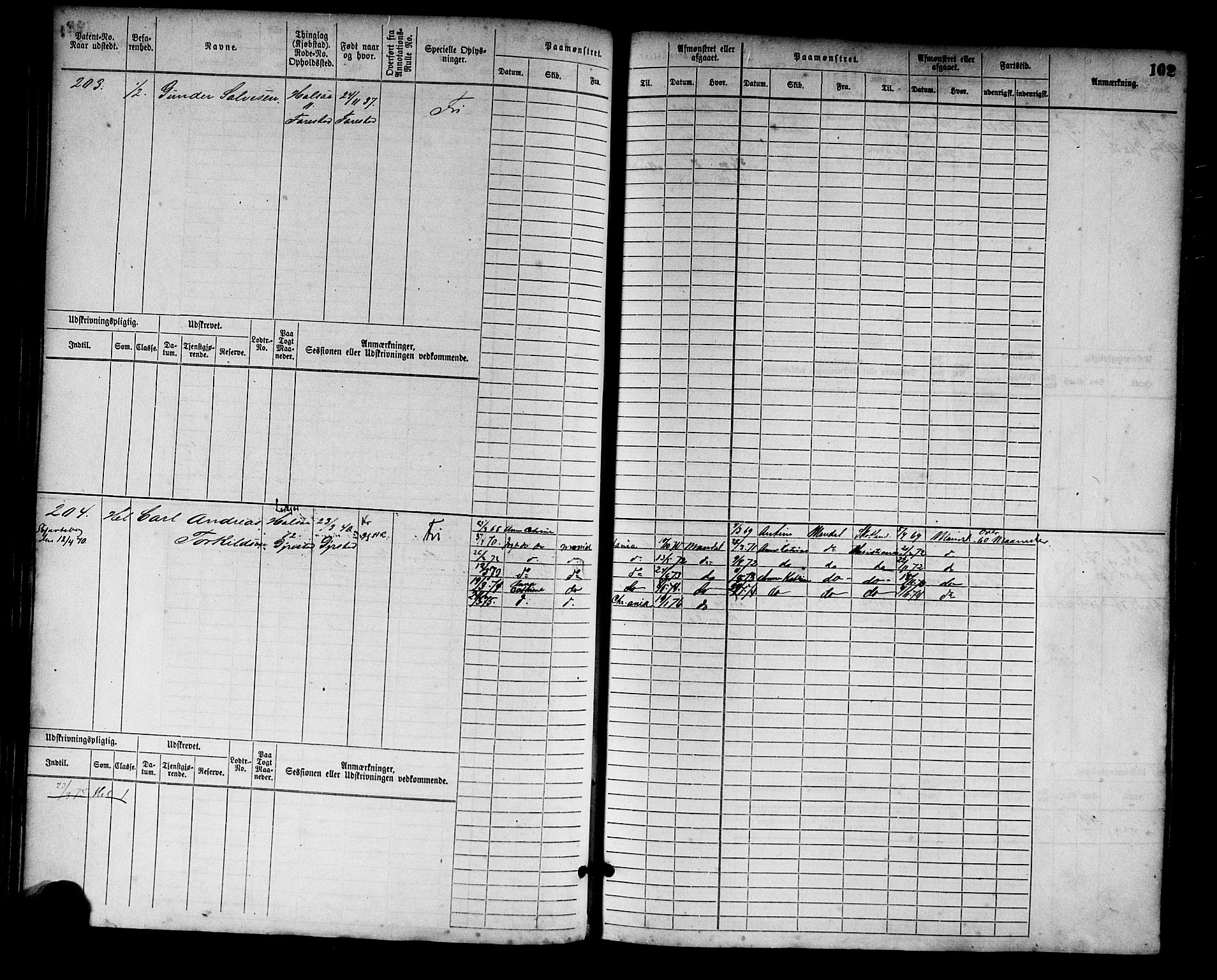 Mandal mønstringskrets, SAK/2031-0016/F/Fb/L0001: Hovedrulle nr 1-758, L-6, 1868-1902, p. 108