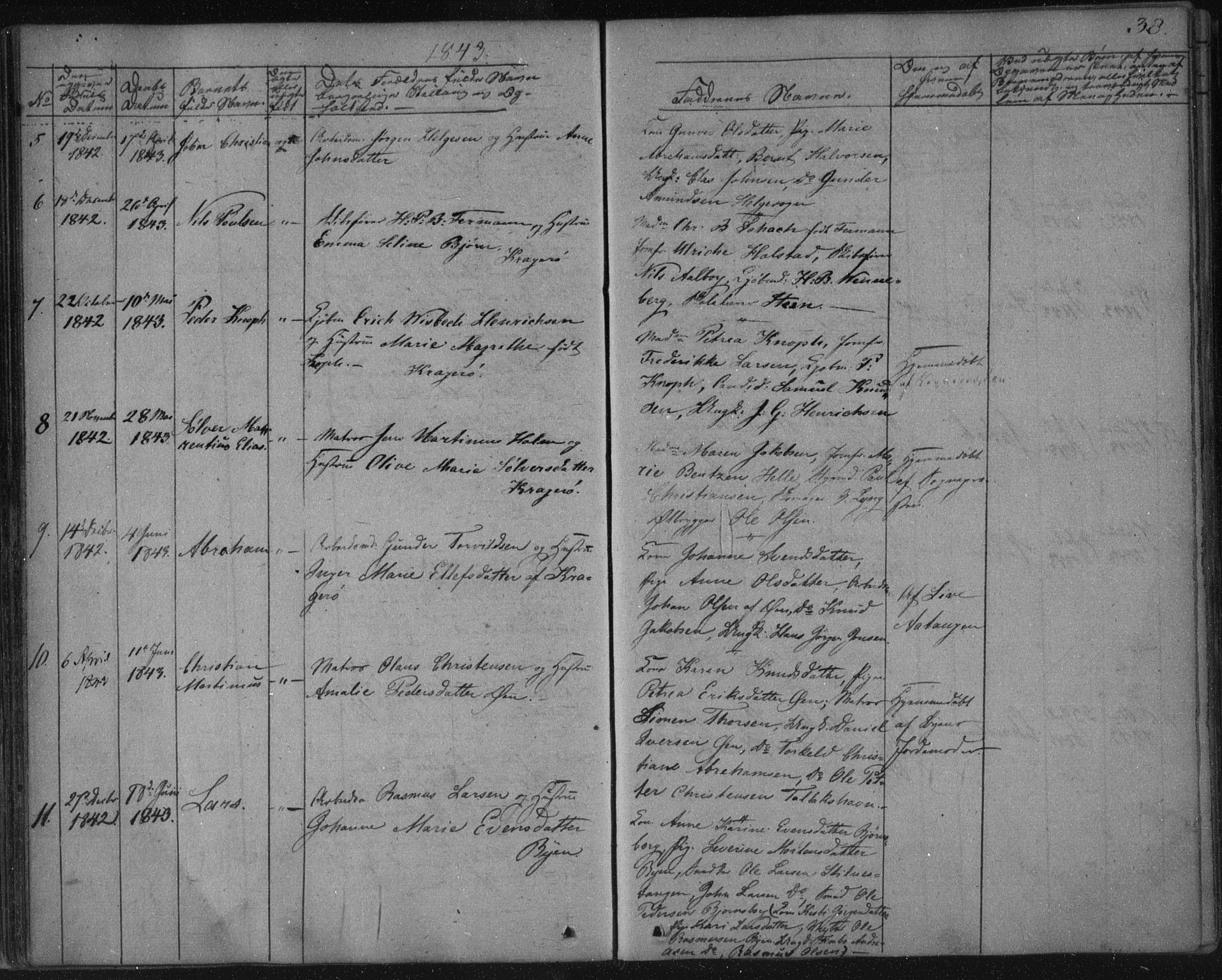 Kragerø kirkebøker, SAKO/A-278/F/Fa/L0005: Parish register (official) no. 5, 1832-1847, p. 38