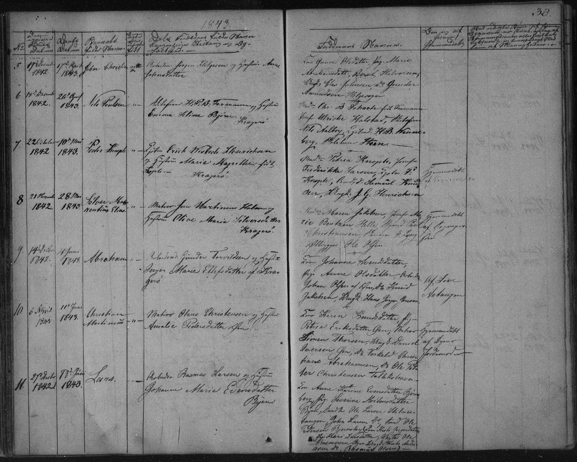 Kragerø kirkebøker, AV/SAKO-A-278/F/Fa/L0005: Parish register (official) no. 5, 1832-1847, p. 38