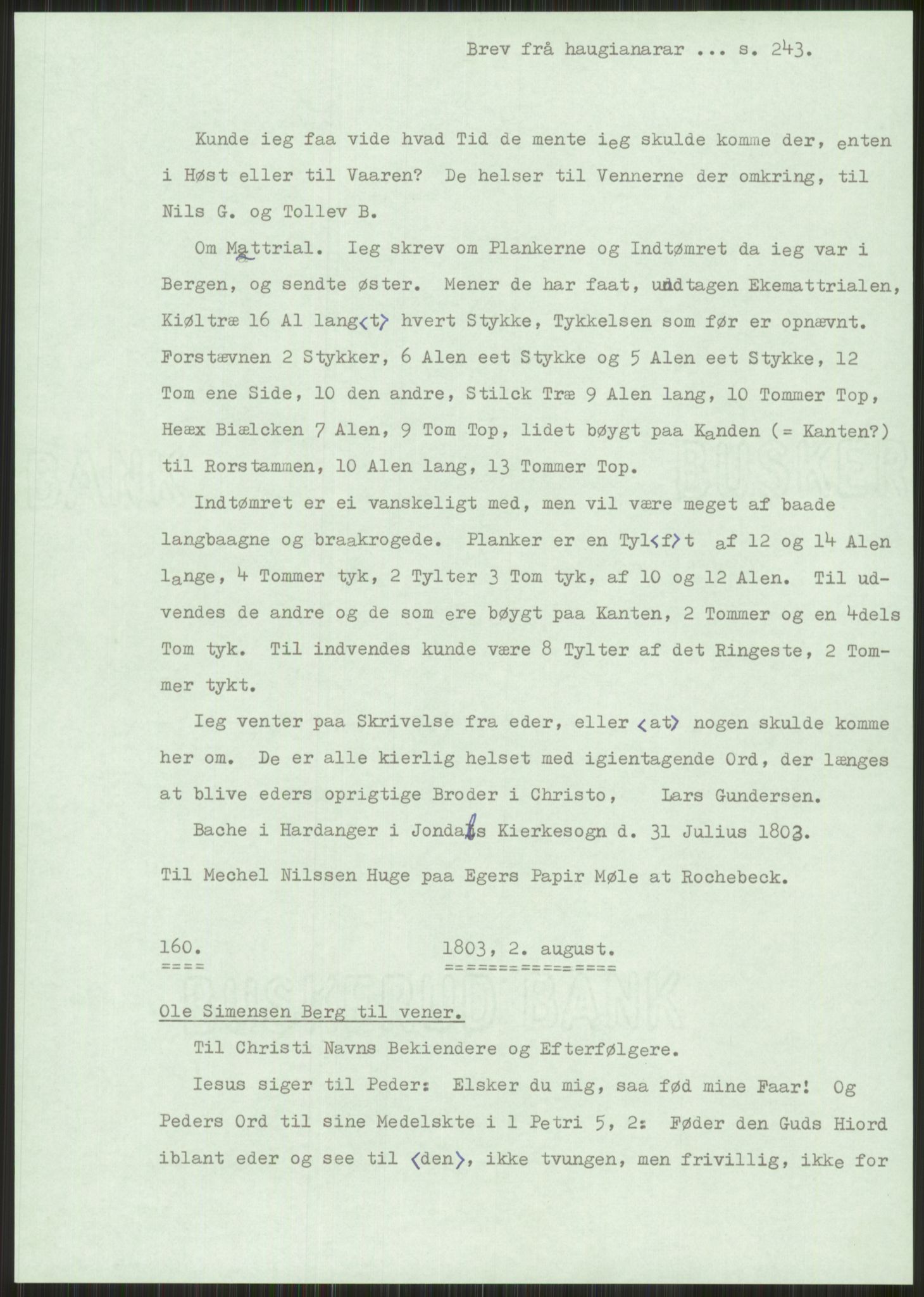 Samlinger til kildeutgivelse, Haugianerbrev, AV/RA-EA-6834/F/L0001: Haugianerbrev I: 1760-1804, 1760-1804, p. 243