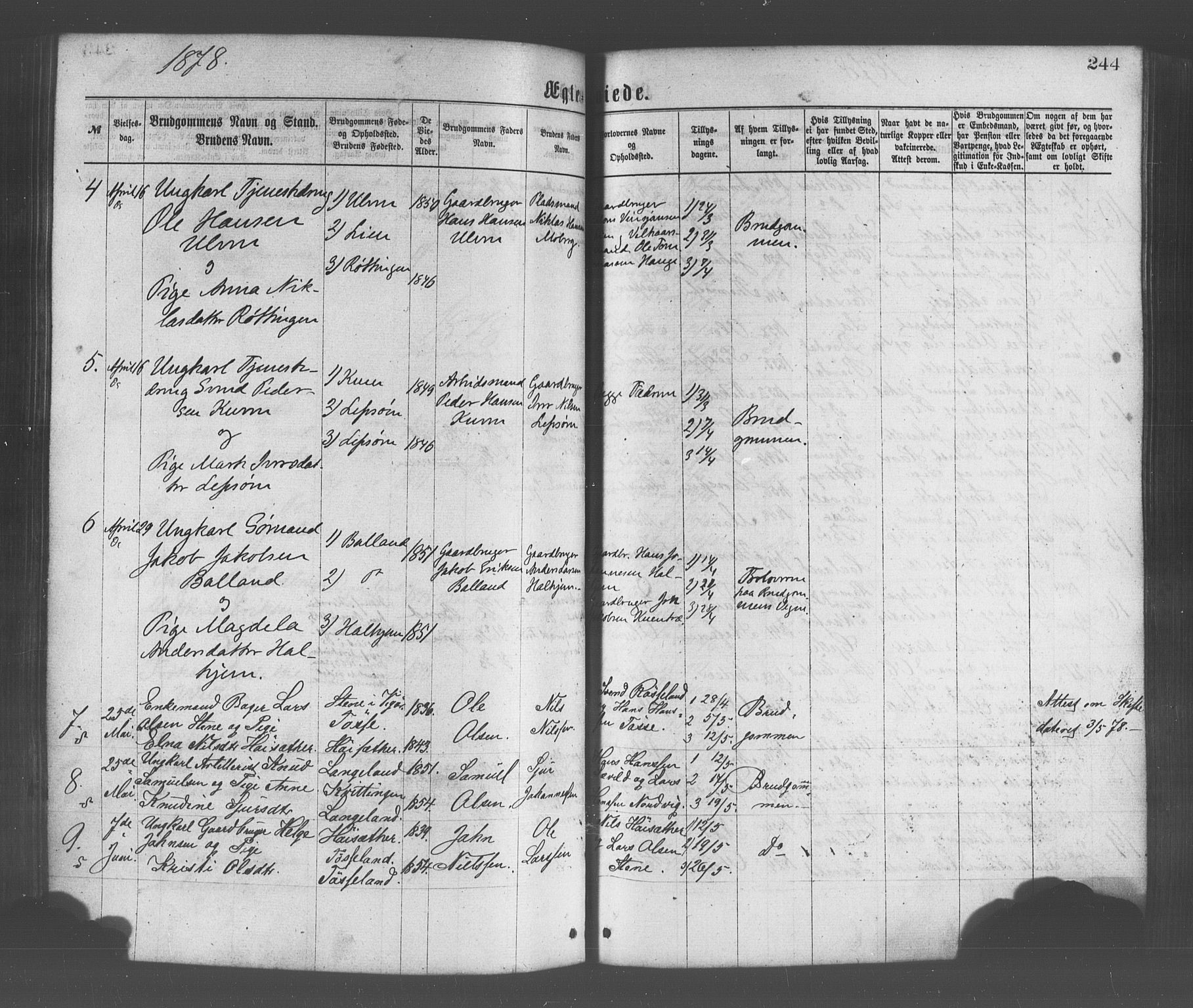 Os sokneprestembete, SAB/A-99929: Parish register (official) no. A 18, 1874-1884, p. 244