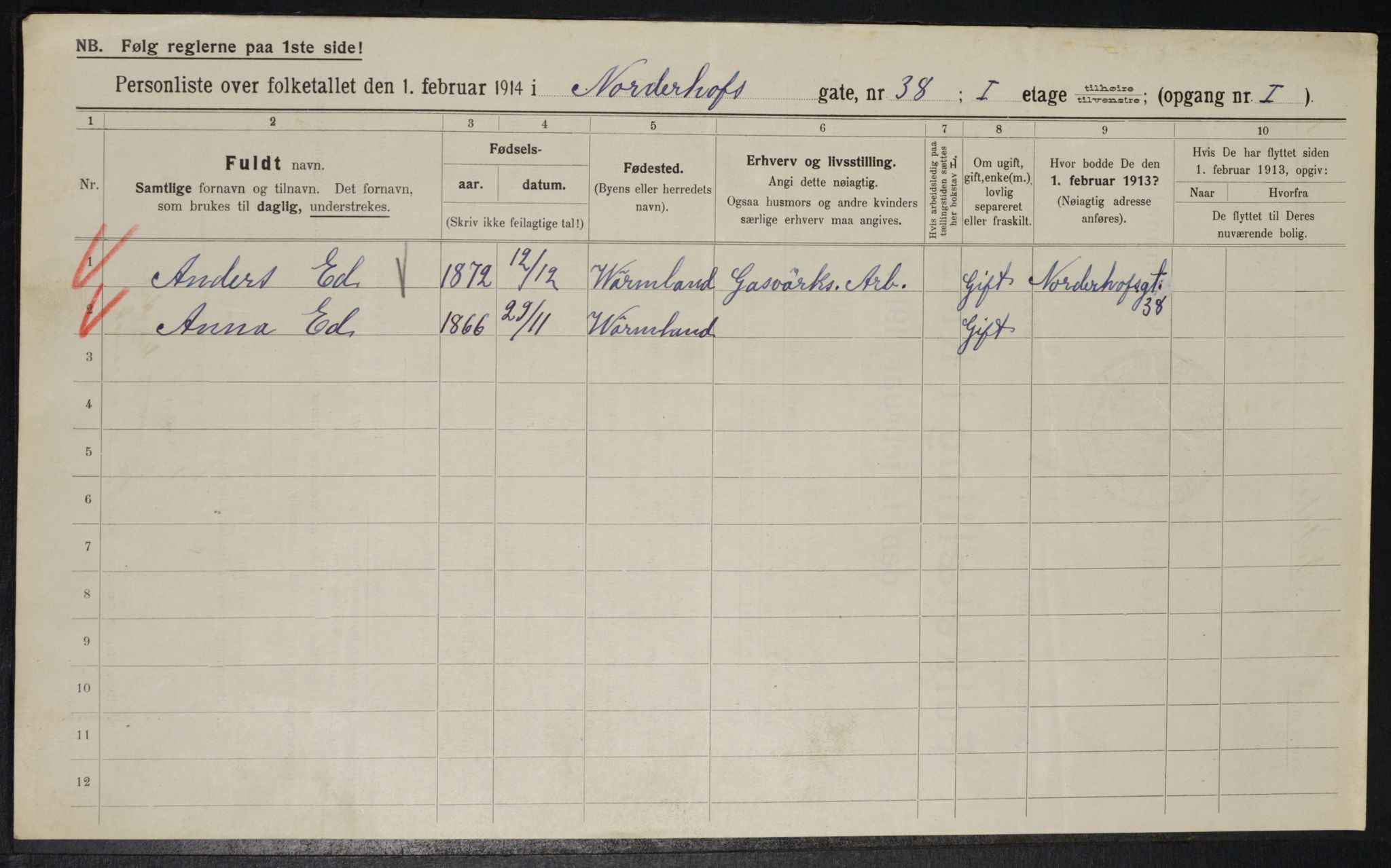 OBA, Municipal Census 1914 for Kristiania, 1914, p. 73035