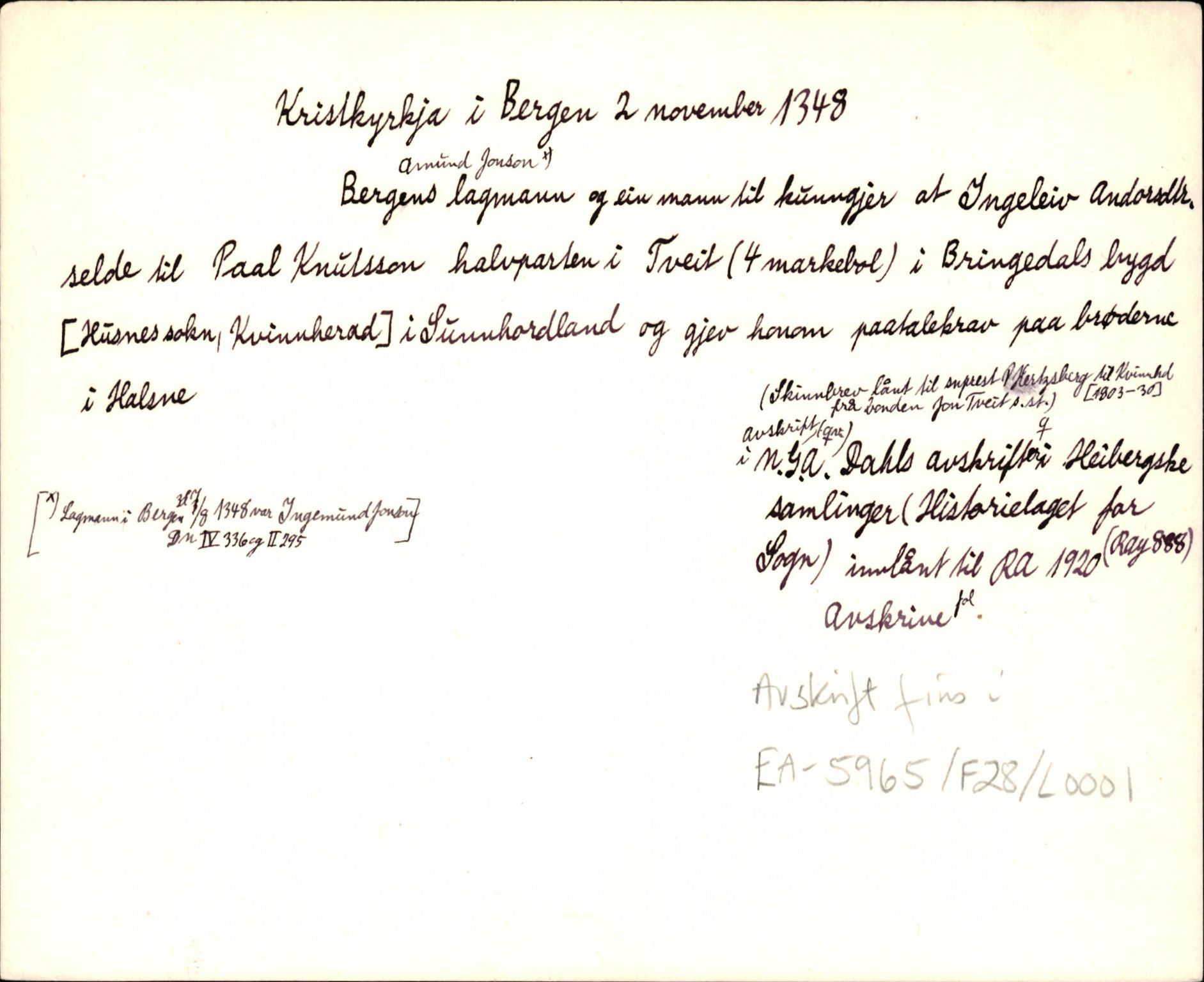 Riksarkivets diplomsamling, AV/RA-EA-5965/F35/F35d/L0001: Innlånte diplomer, seddelregister, 1316-1591, p. 19