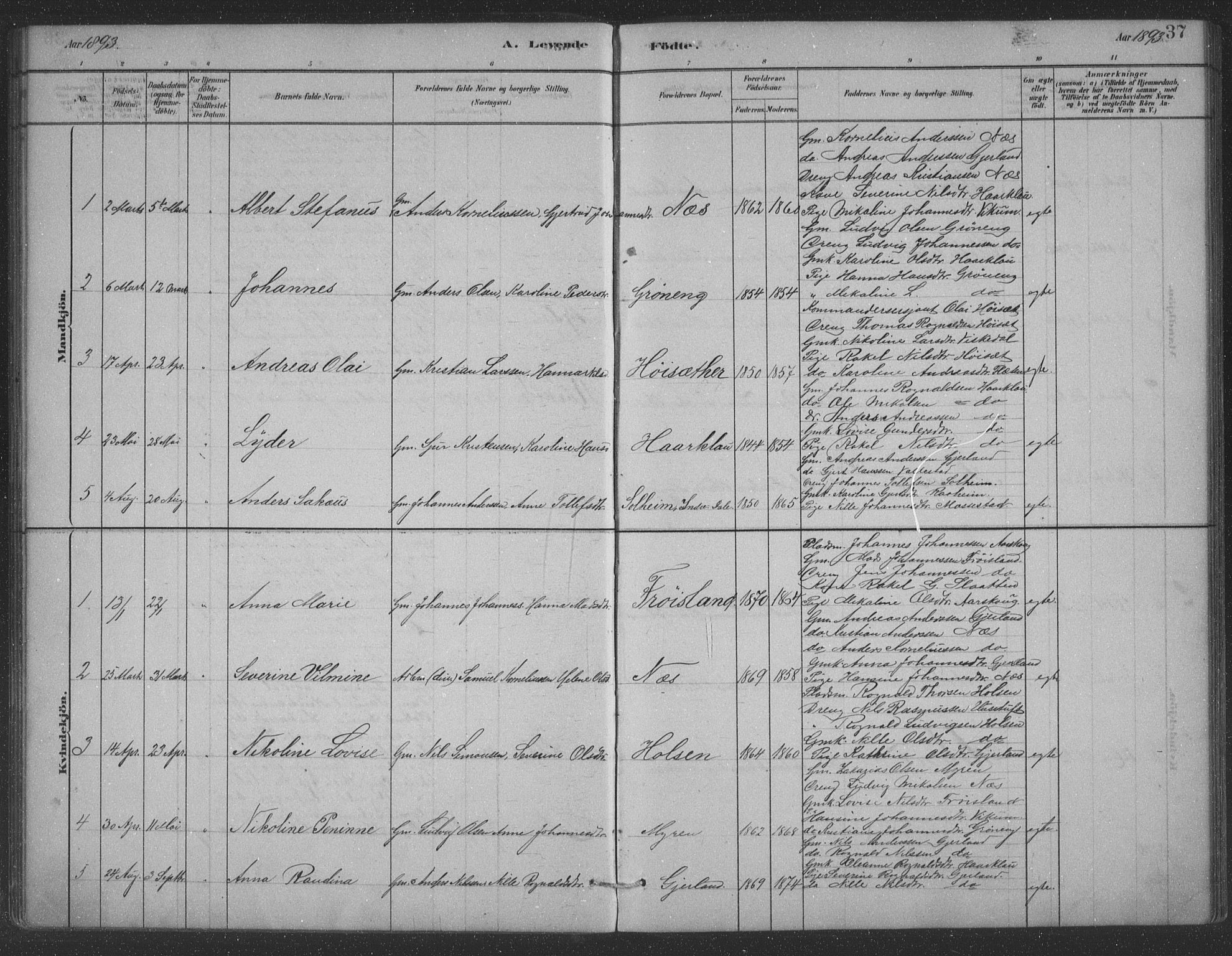 Førde sokneprestembete, AV/SAB-A-79901/H/Hab/Habc/L0002: Parish register (copy) no. C 2, 1881-1911, p. 37