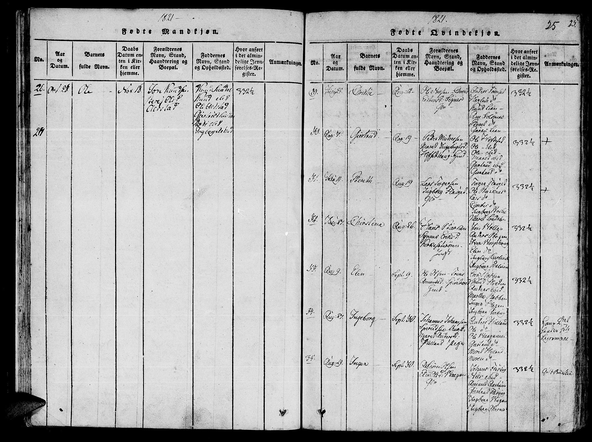 Ministerialprotokoller, klokkerbøker og fødselsregistre - Sør-Trøndelag, SAT/A-1456/630/L0491: Parish register (official) no. 630A04, 1818-1830, p. 25