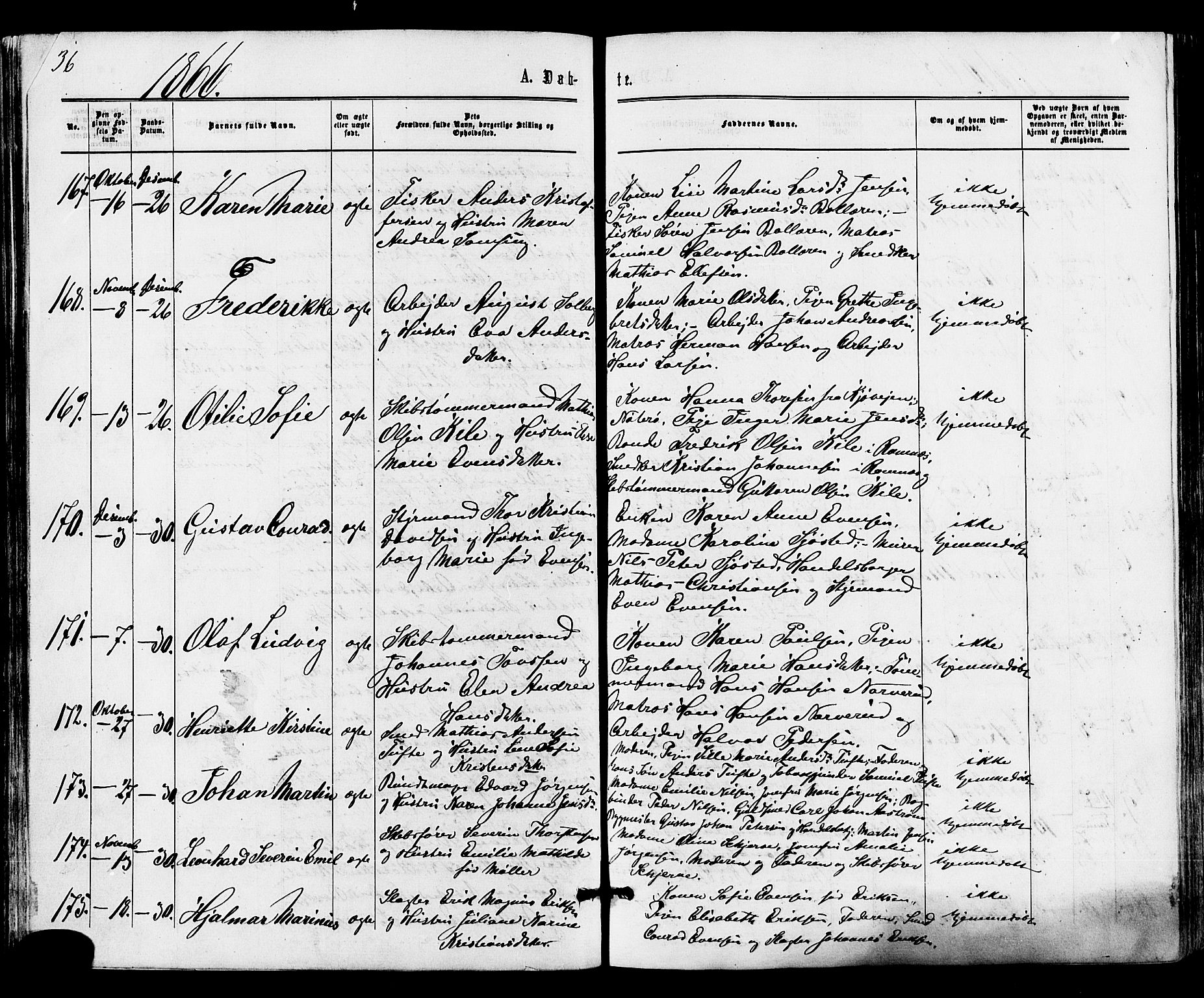 Tønsberg kirkebøker, SAKO/A-330/F/Fa/L0009: Parish register (official) no. I 9, 1865-1873, p. 36