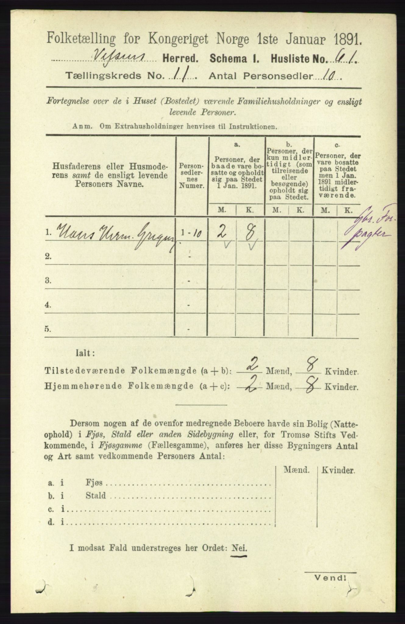 RA, 1891 census for 1824 Vefsn, 1891, p. 5653