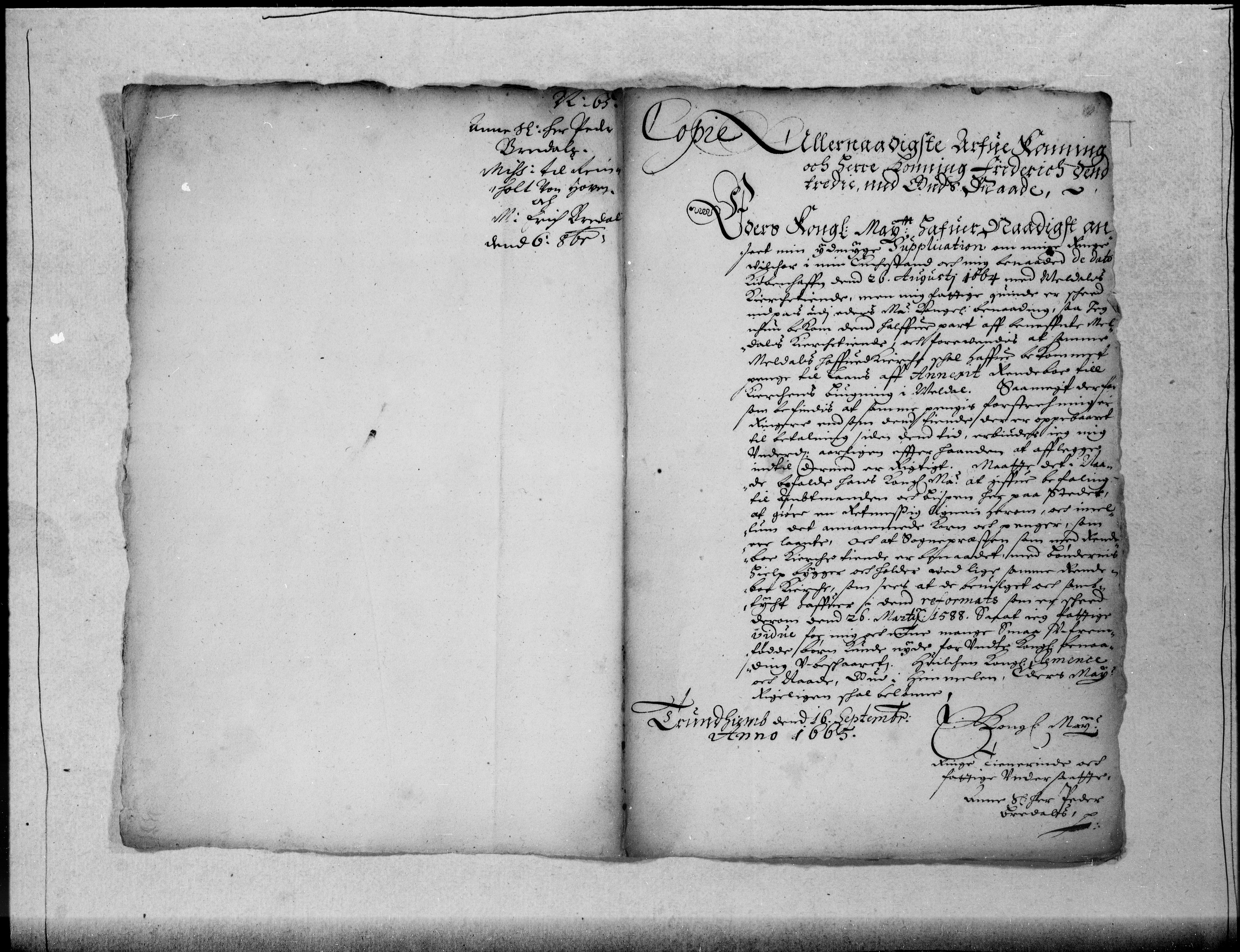 Danske Kanselli 1572-1799, RA/EA-3023/F/Fc/Fcc/Fcca/L0025: Norske innlegg 1572-1799, 1665-1666, p. 155