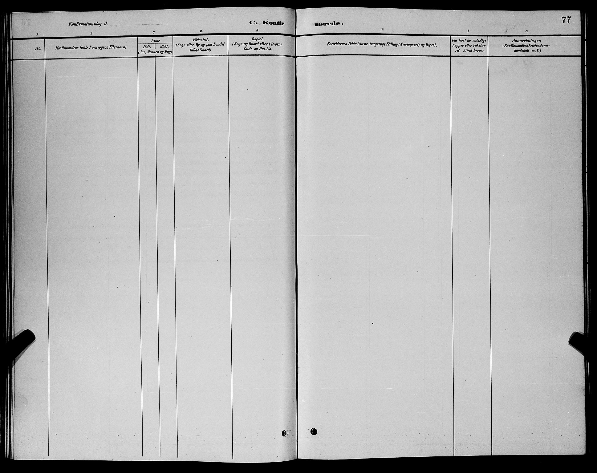 Nord-Audnedal sokneprestkontor, AV/SAK-1111-0032/F/Fb/Fba/L0003: Parish register (copy) no. B 3, 1881-1900, p. 77