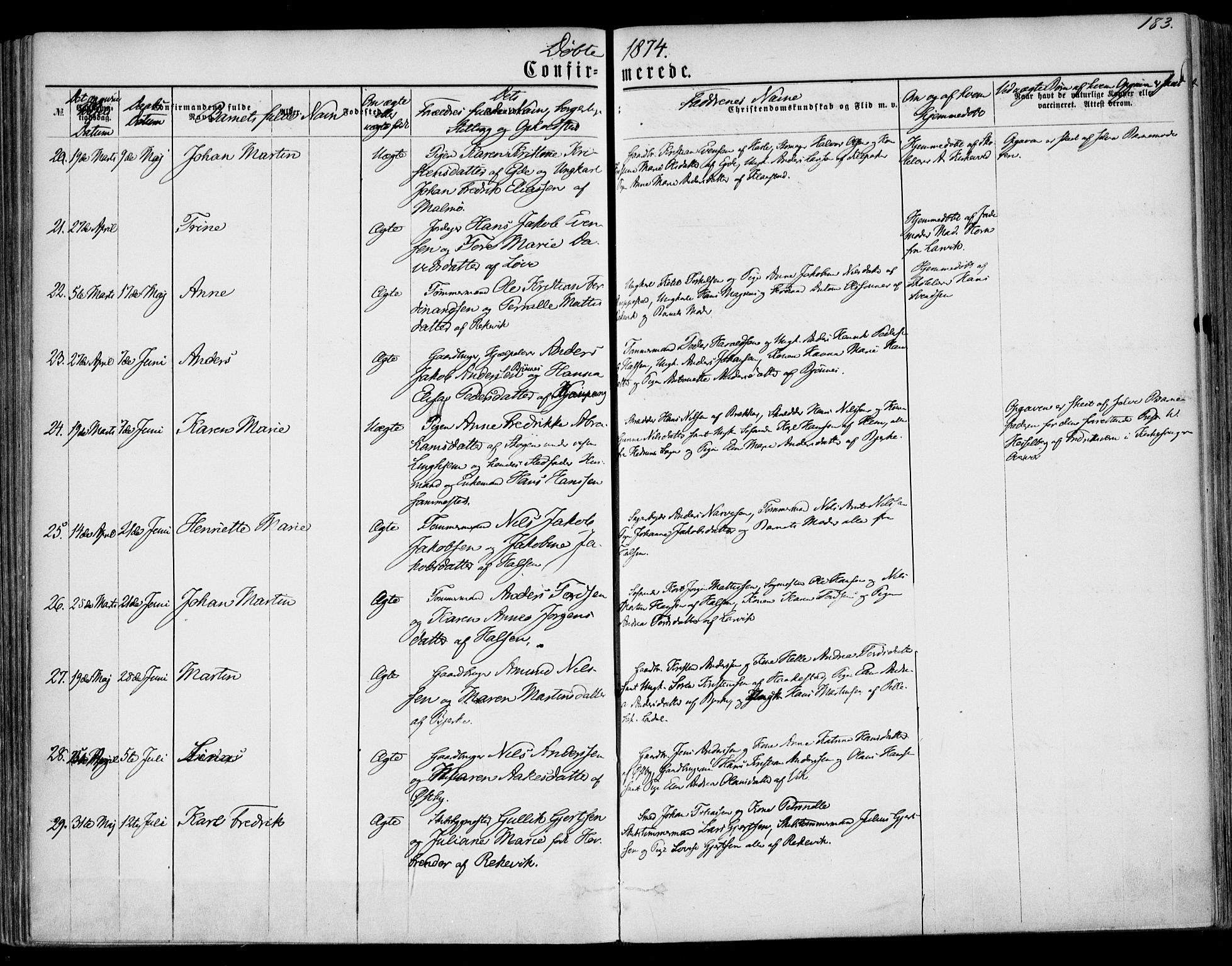 Tjølling kirkebøker, AV/SAKO-A-60/F/Fa/L0007: Parish register (official) no. 7, 1860-1876, p. 183