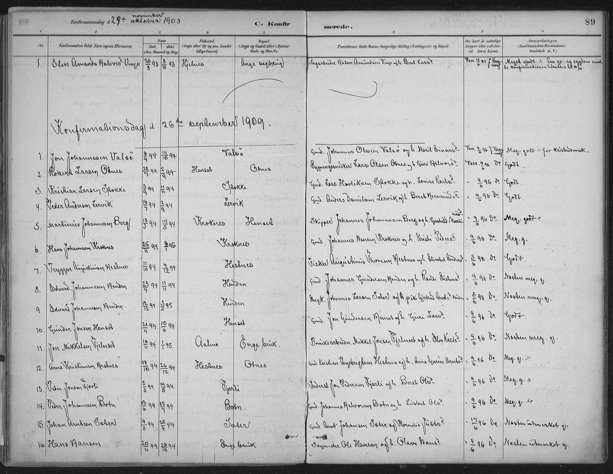 Ministerialprotokoller, klokkerbøker og fødselsregistre - Møre og Romsdal, AV/SAT-A-1454/580/L0925: Parish register (official) no. 580A02, 1888-1913, p. 89