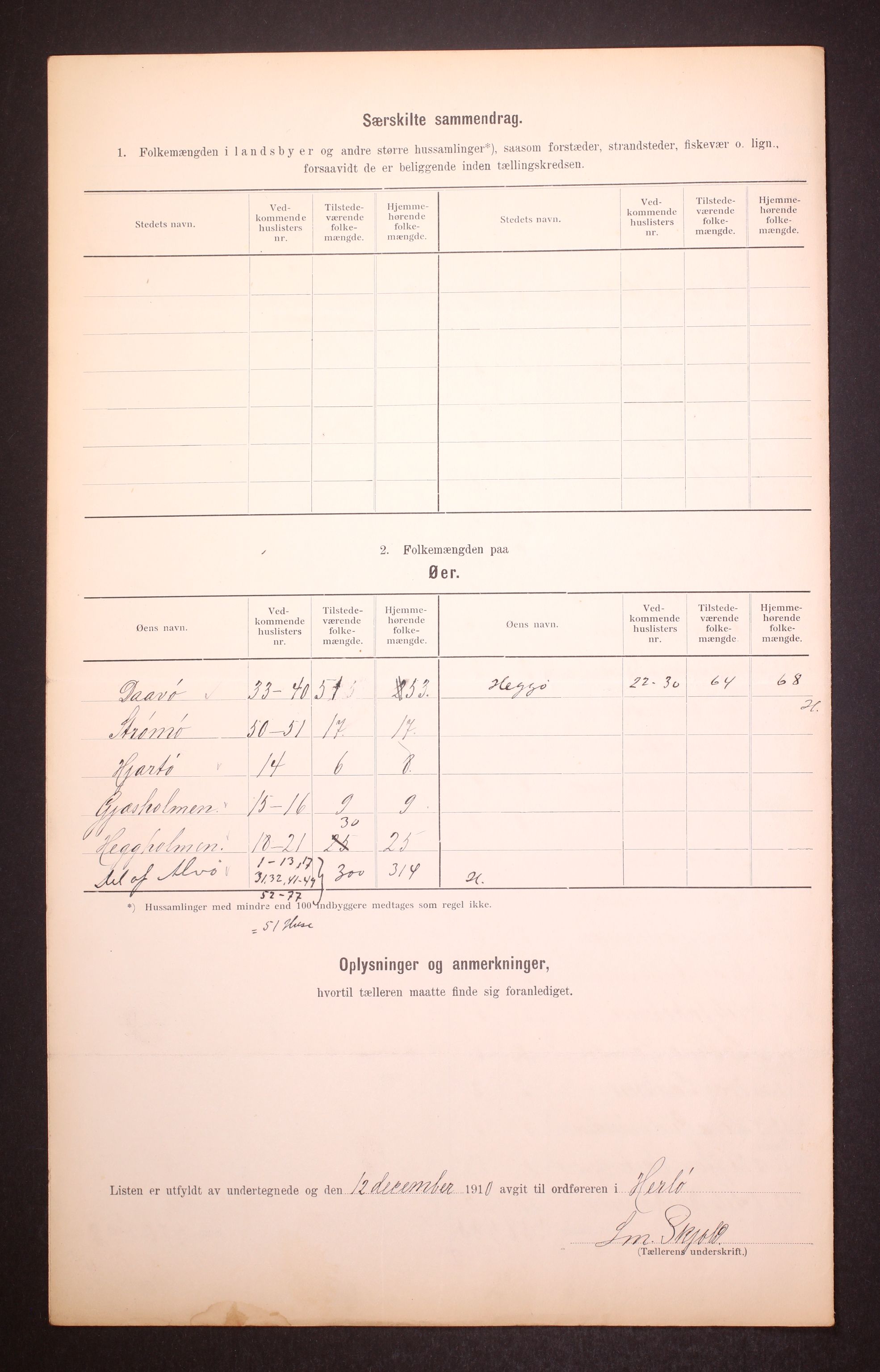 RA, 1910 census for Herdla, 1910, p. 33