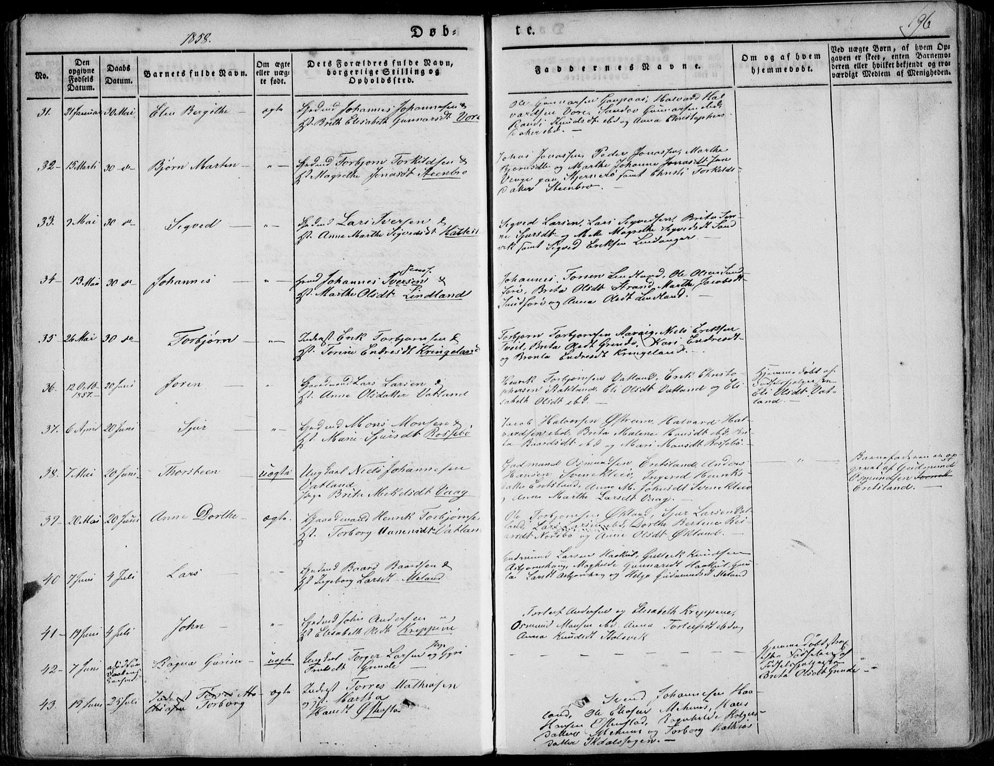 Skjold sokneprestkontor, AV/SAST-A-101847/H/Ha/Haa/L0006: Parish register (official) no. A 6.1, 1835-1858, p. 196