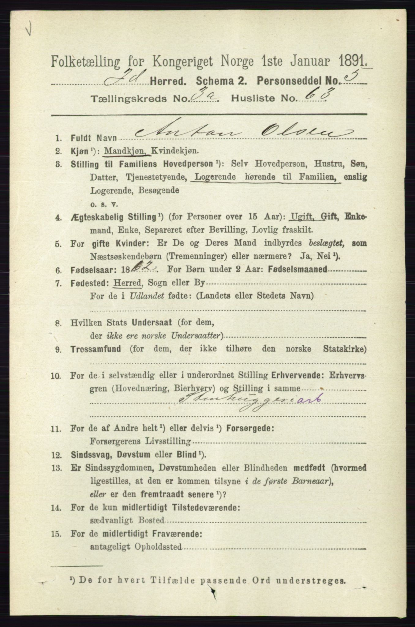 RA, 1891 census for 0117 Idd, 1891, p. 2622