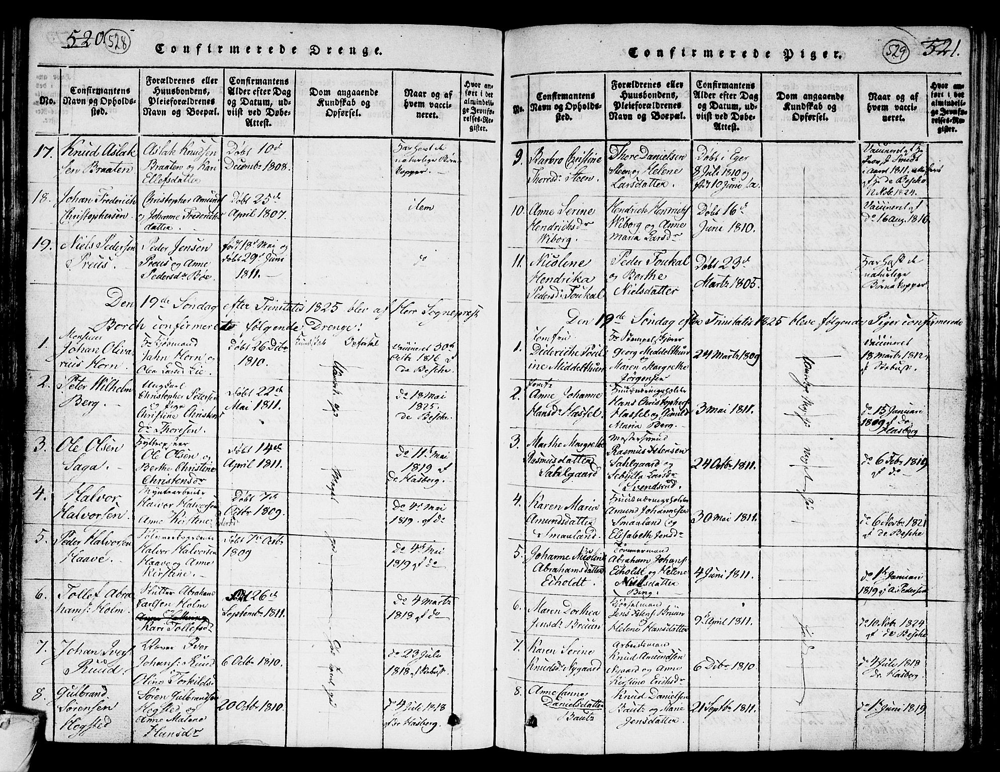 Kongsberg kirkebøker, SAKO/A-22/G/Ga/L0001: Parish register (copy) no. 1, 1816-1839, p. 528-529