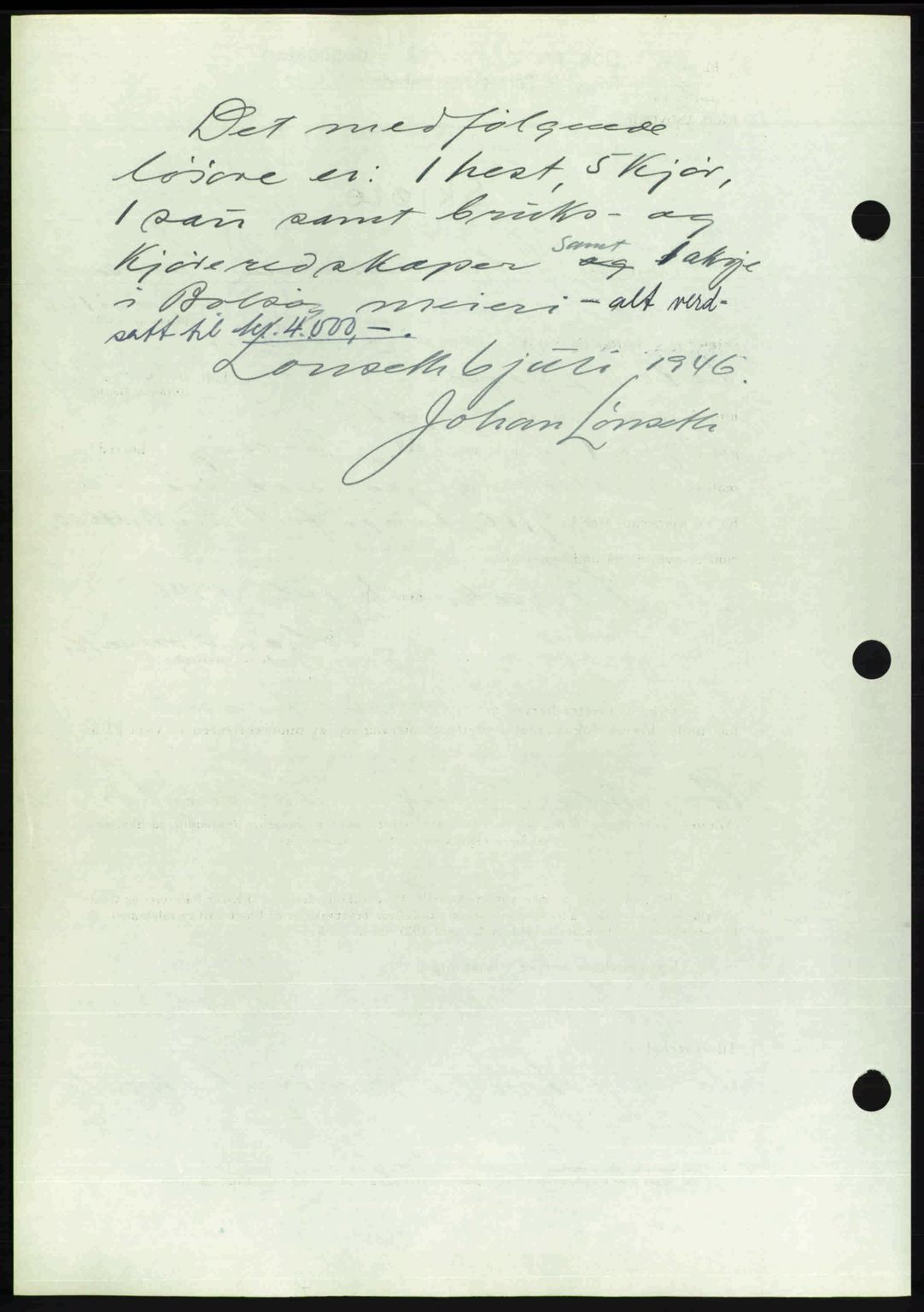 Romsdal sorenskriveri, AV/SAT-A-4149/1/2/2C: Mortgage book no. A20, 1946-1946, Diary no: : 1284/1946