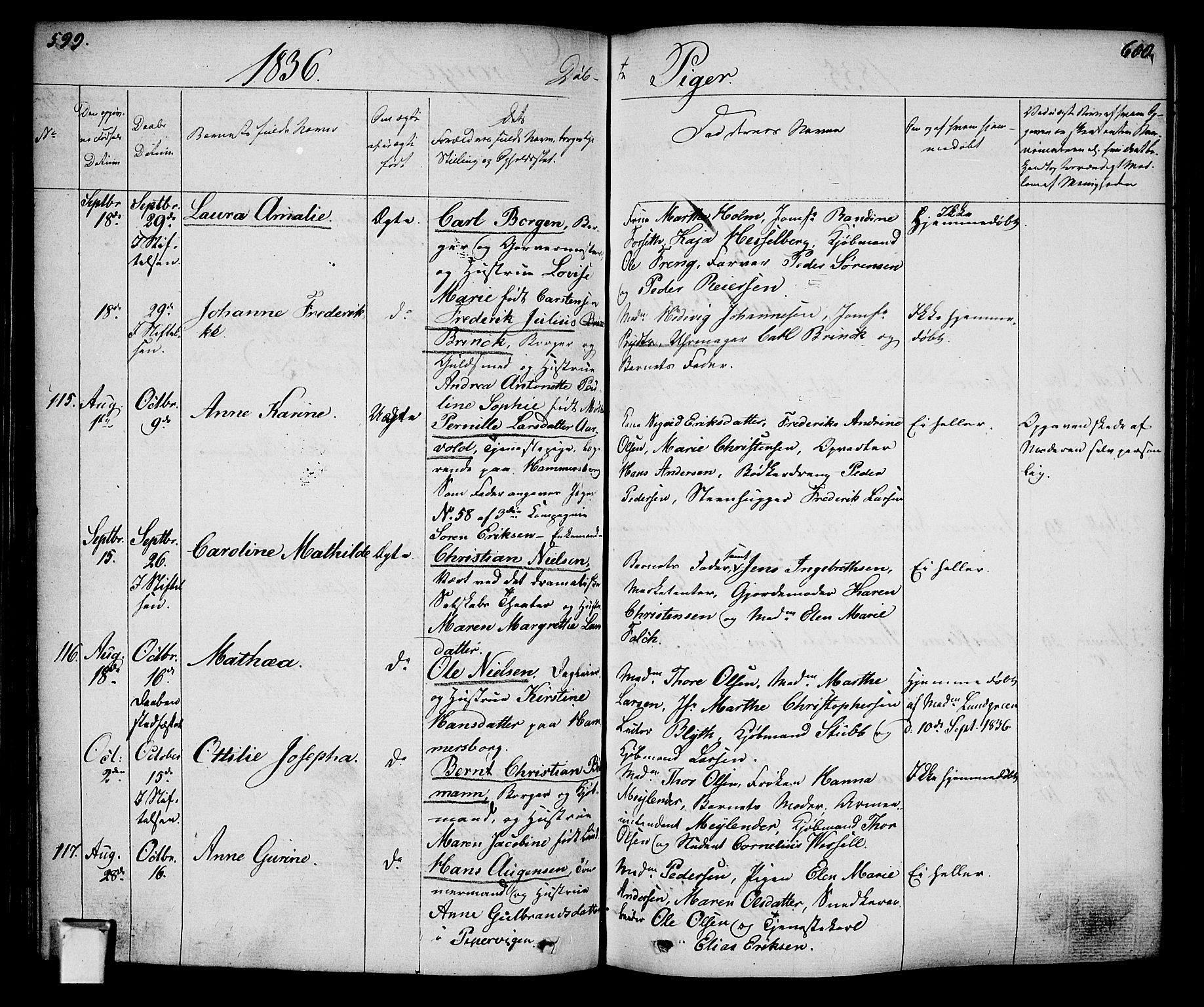 Oslo domkirke Kirkebøker, AV/SAO-A-10752/F/Fa/L0011: Parish register (official) no. 11, 1830-1836, p. 599-600
