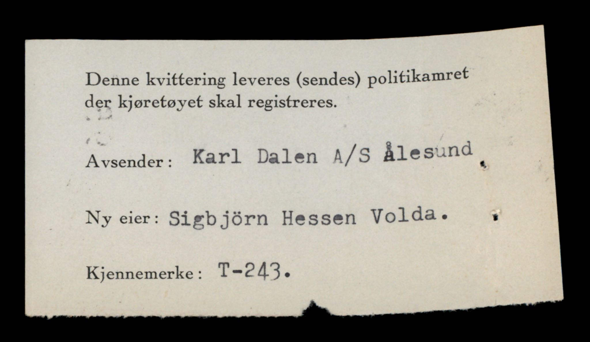 Møre og Romsdal vegkontor - Ålesund trafikkstasjon, AV/SAT-A-4099/F/Fe/L0003: Registreringskort for kjøretøy T 232 - T 340, 1927-1998, p. 286