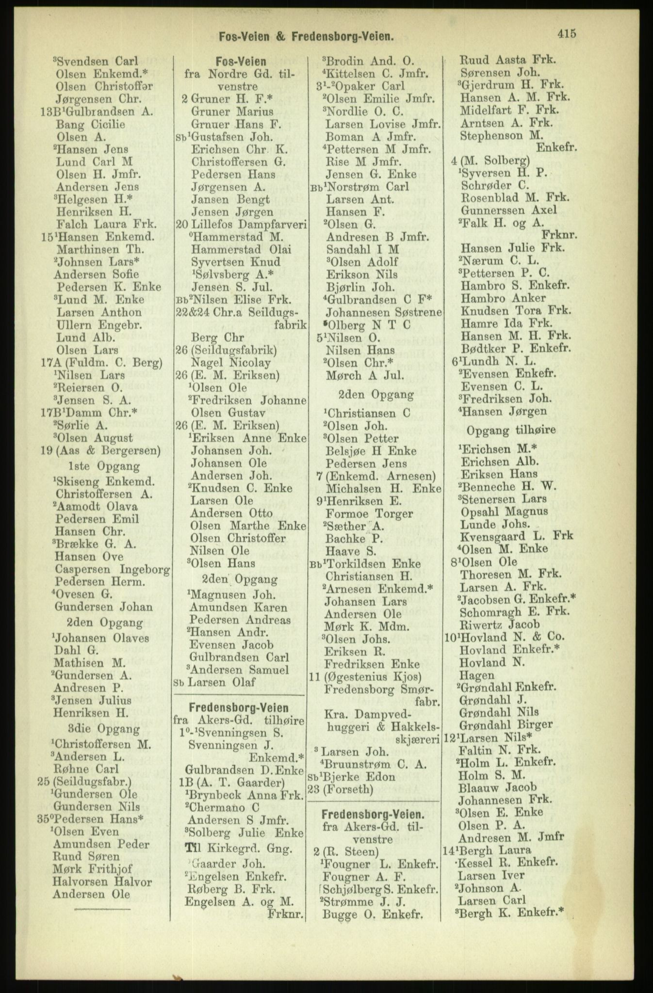Kristiania/Oslo adressebok, PUBL/-, 1886, p. 415