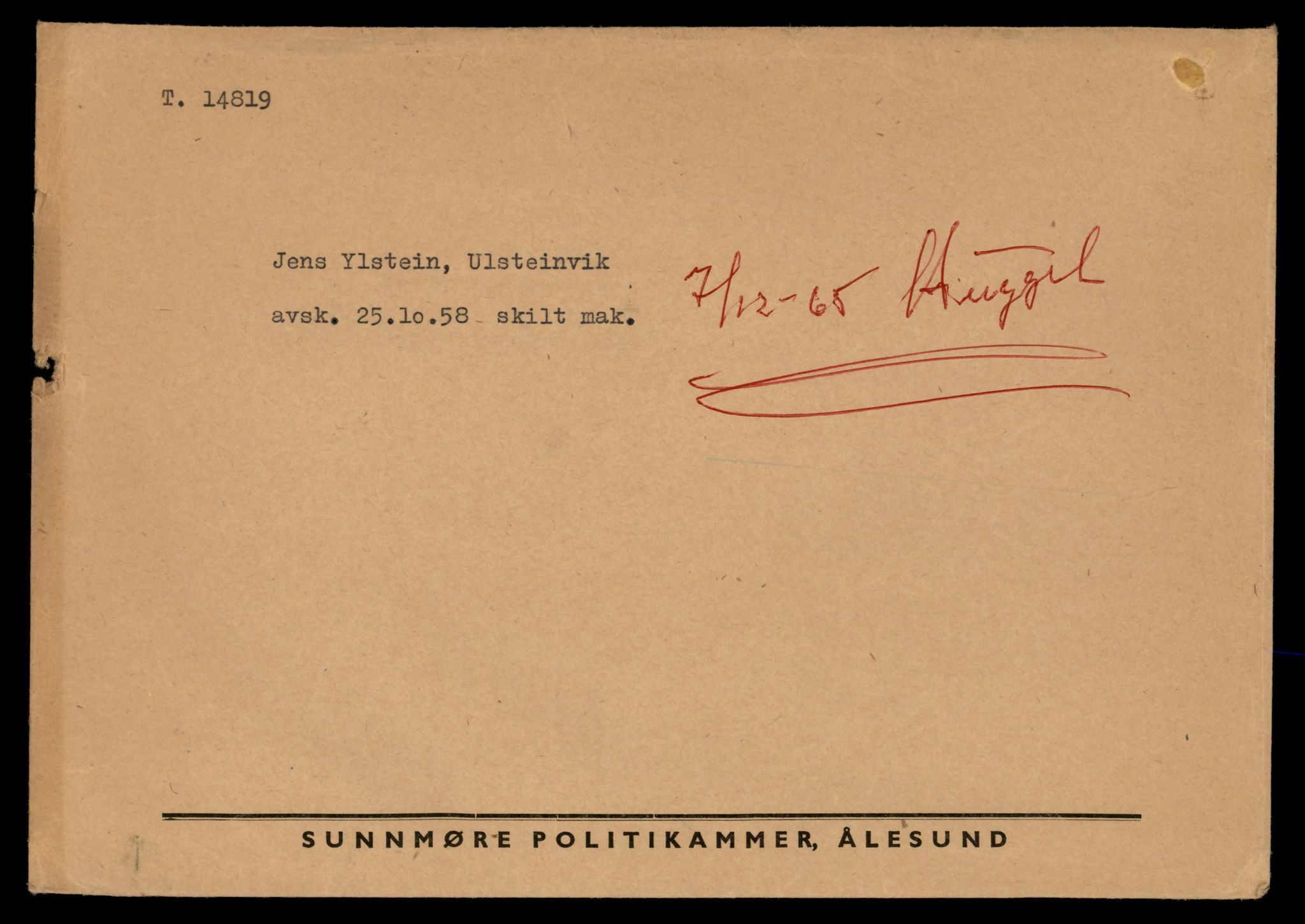 Møre og Romsdal vegkontor - Ålesund trafikkstasjon, AV/SAT-A-4099/F/Fe/L0048: Registreringskort for kjøretøy T 14721 - T 14863, 1927-1998, p. 2211