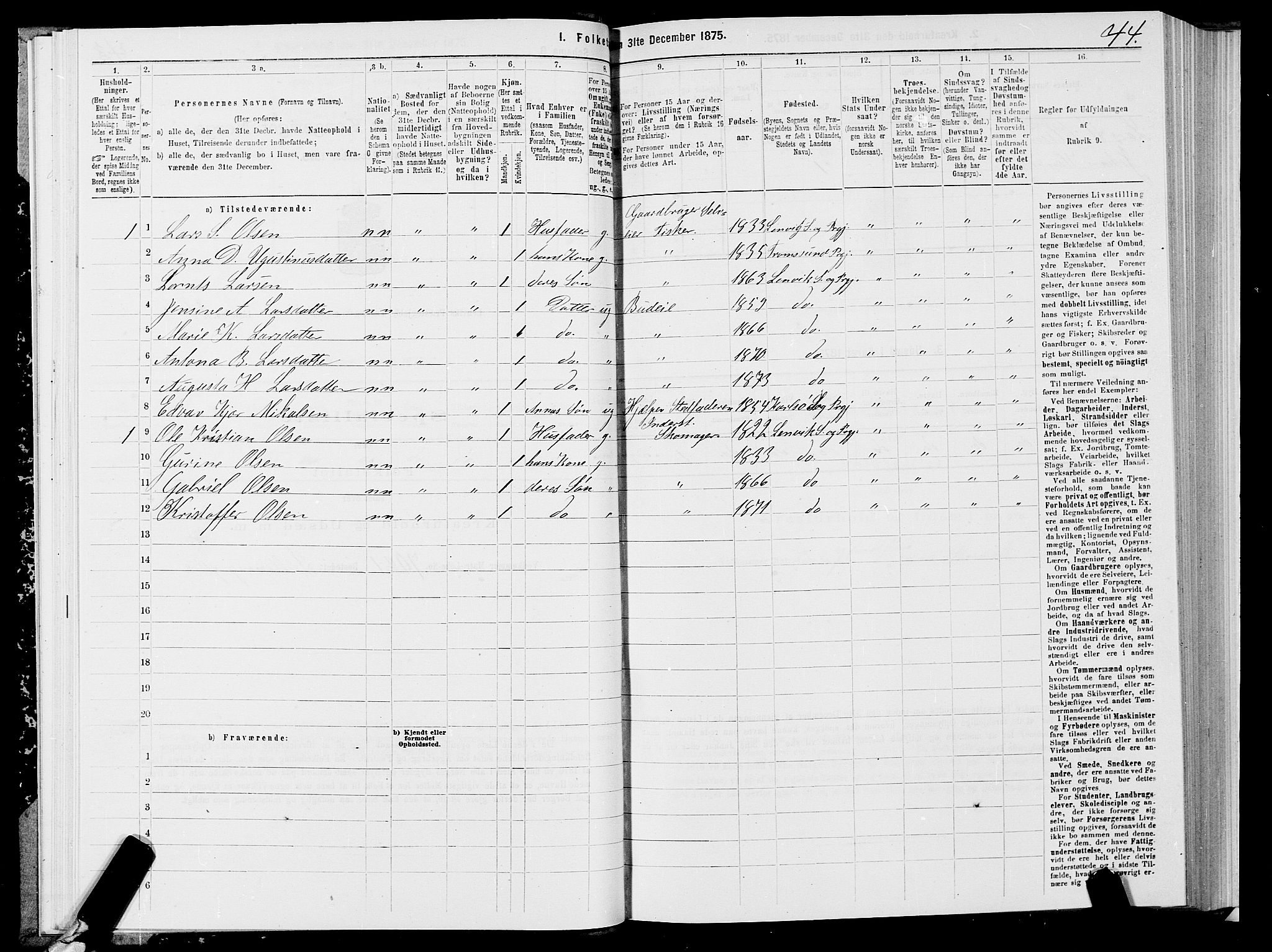 SATØ, 1875 census for 1931P Lenvik, 1875, p. 1044