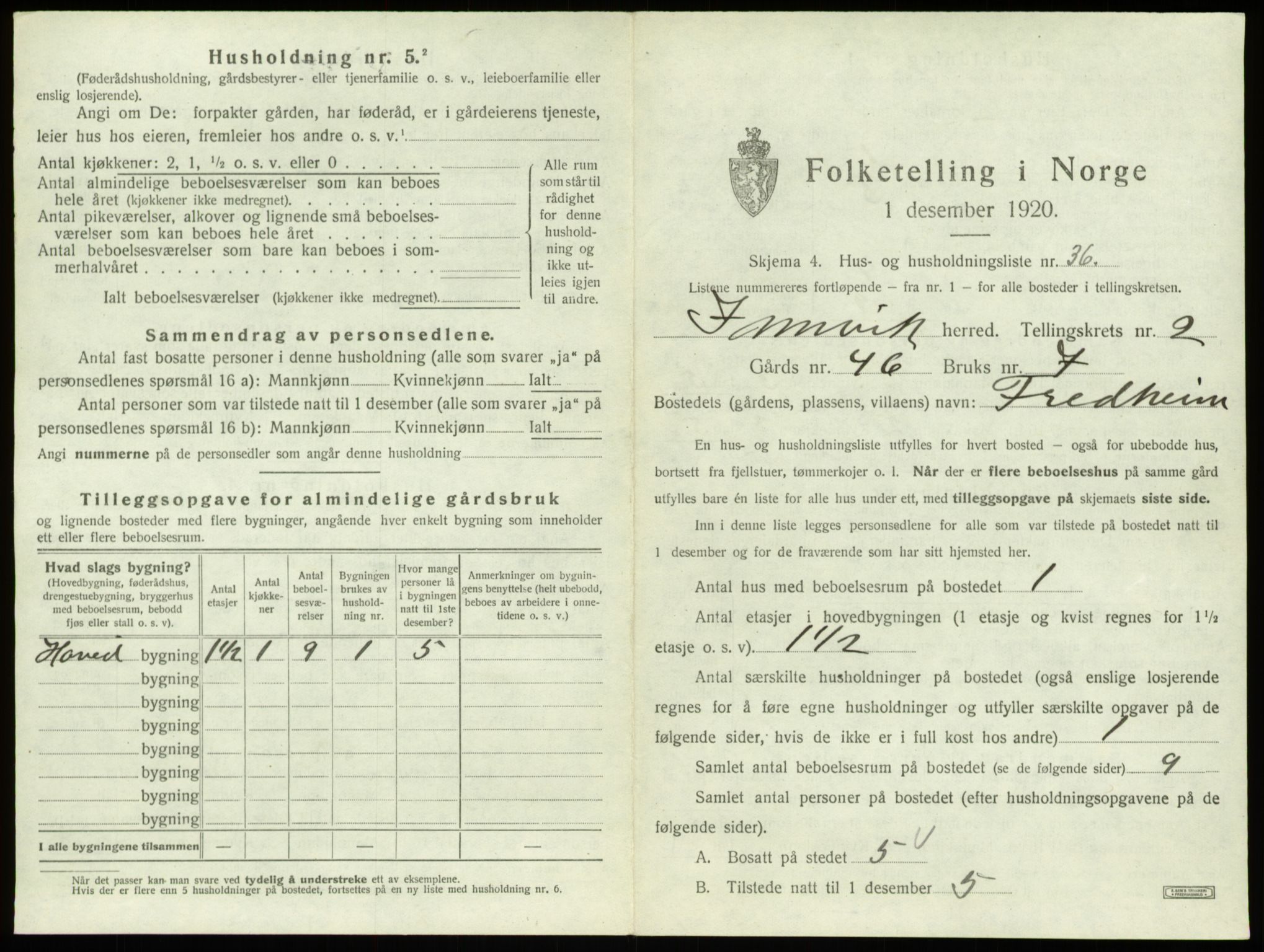 SAB, 1920 census for Innvik, 1920, p. 146