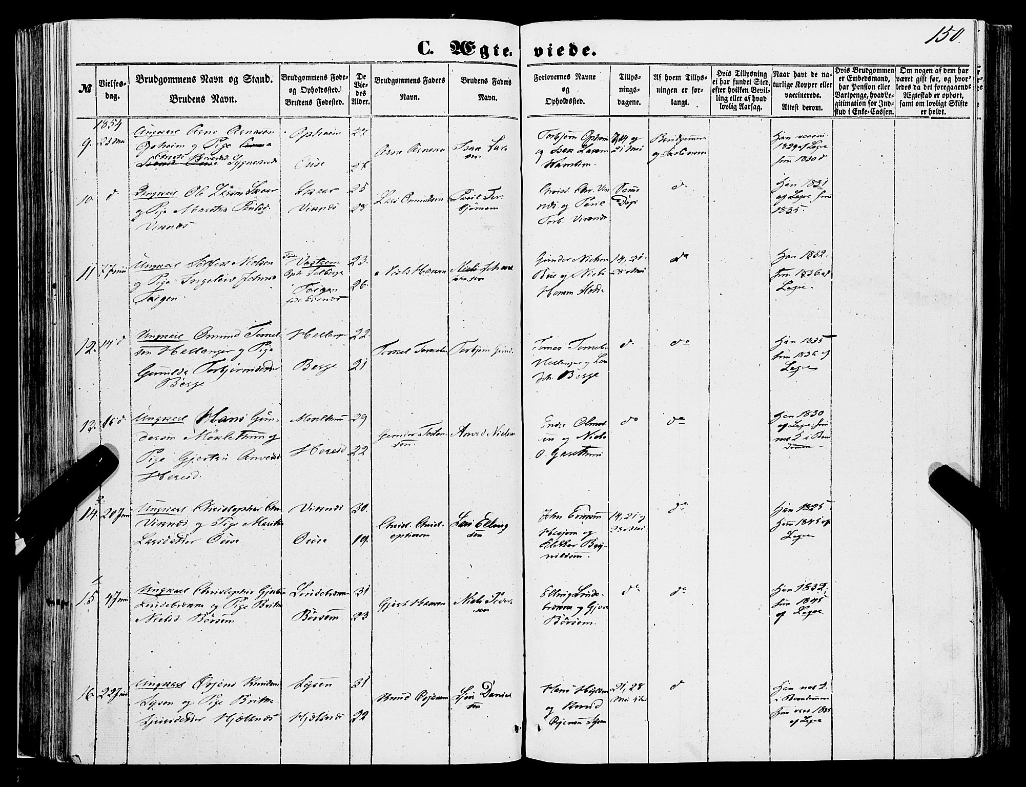 Ulvik sokneprestembete, AV/SAB-A-78801/H/Haa: Parish register (official) no. A 13, 1853-1863, p. 150