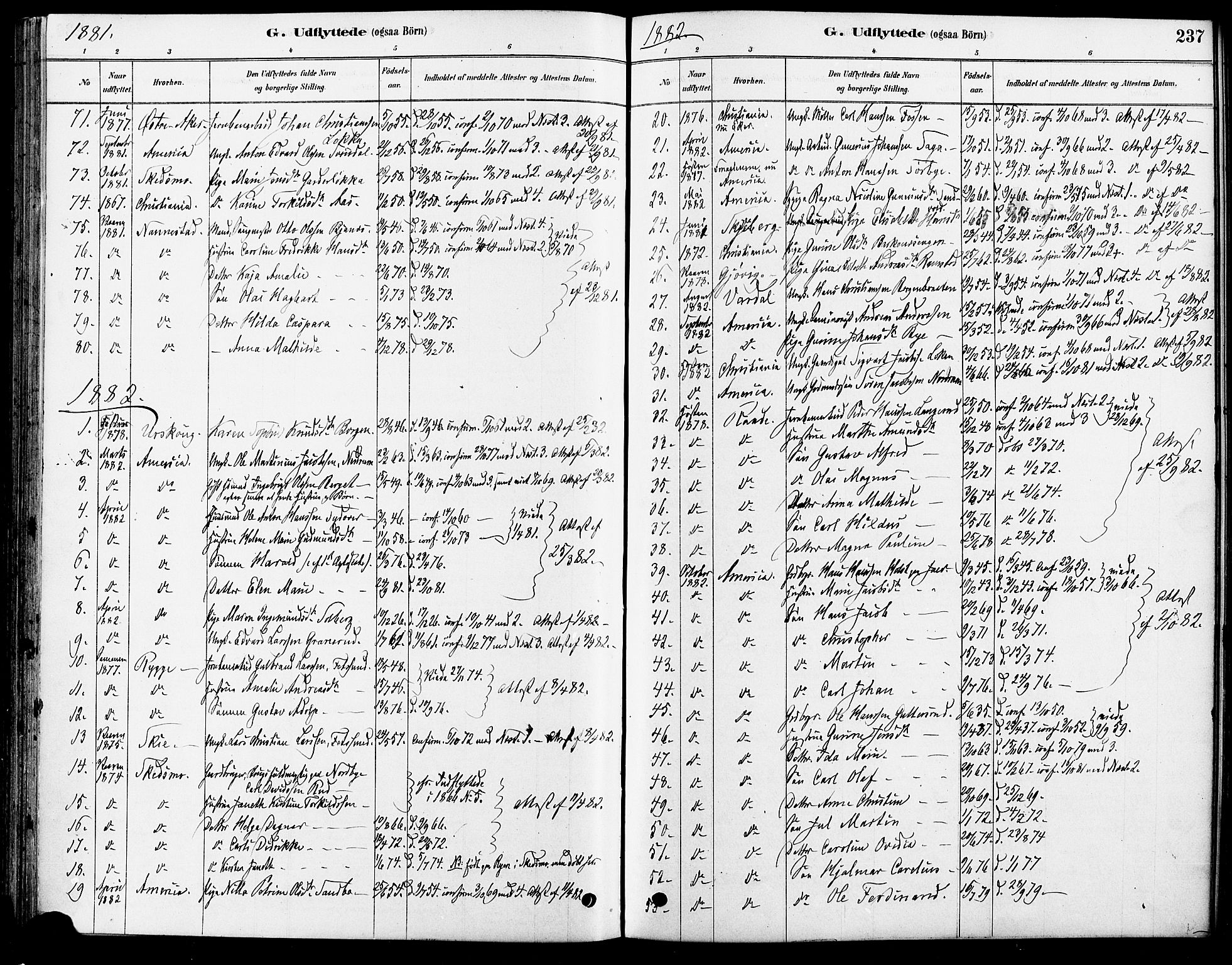 Fet prestekontor Kirkebøker, SAO/A-10370a/F/Fa/L0014: Parish register (official) no. I 14, 1878-1891, p. 237