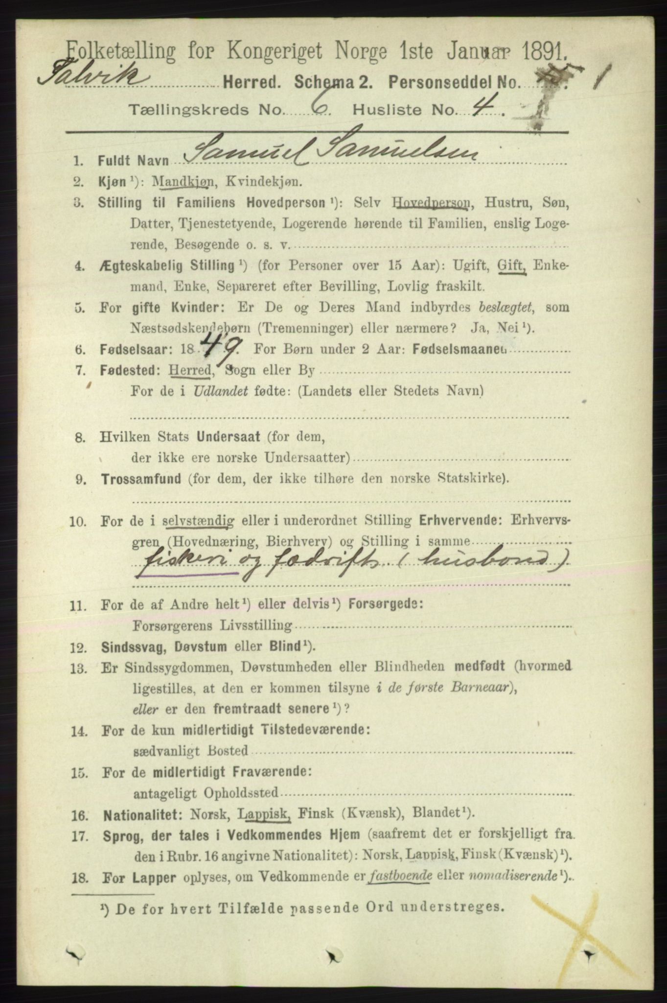 RA, 1891 census for 2013 Talvik, 1891, p. 1629