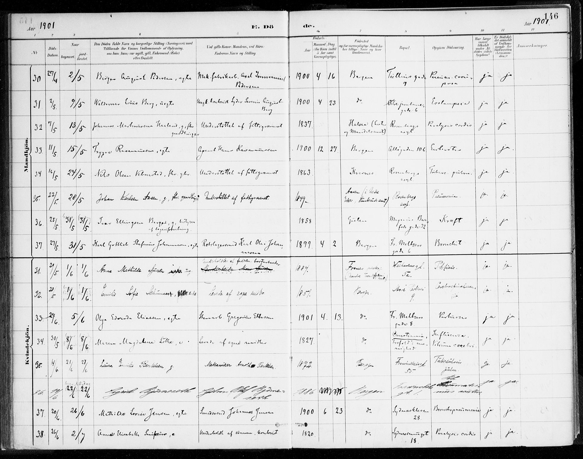 Johanneskirken sokneprestembete, SAB/A-76001/H/Haa/L0019: Parish register (official) no. E 1, 1885-1915, p. 146
