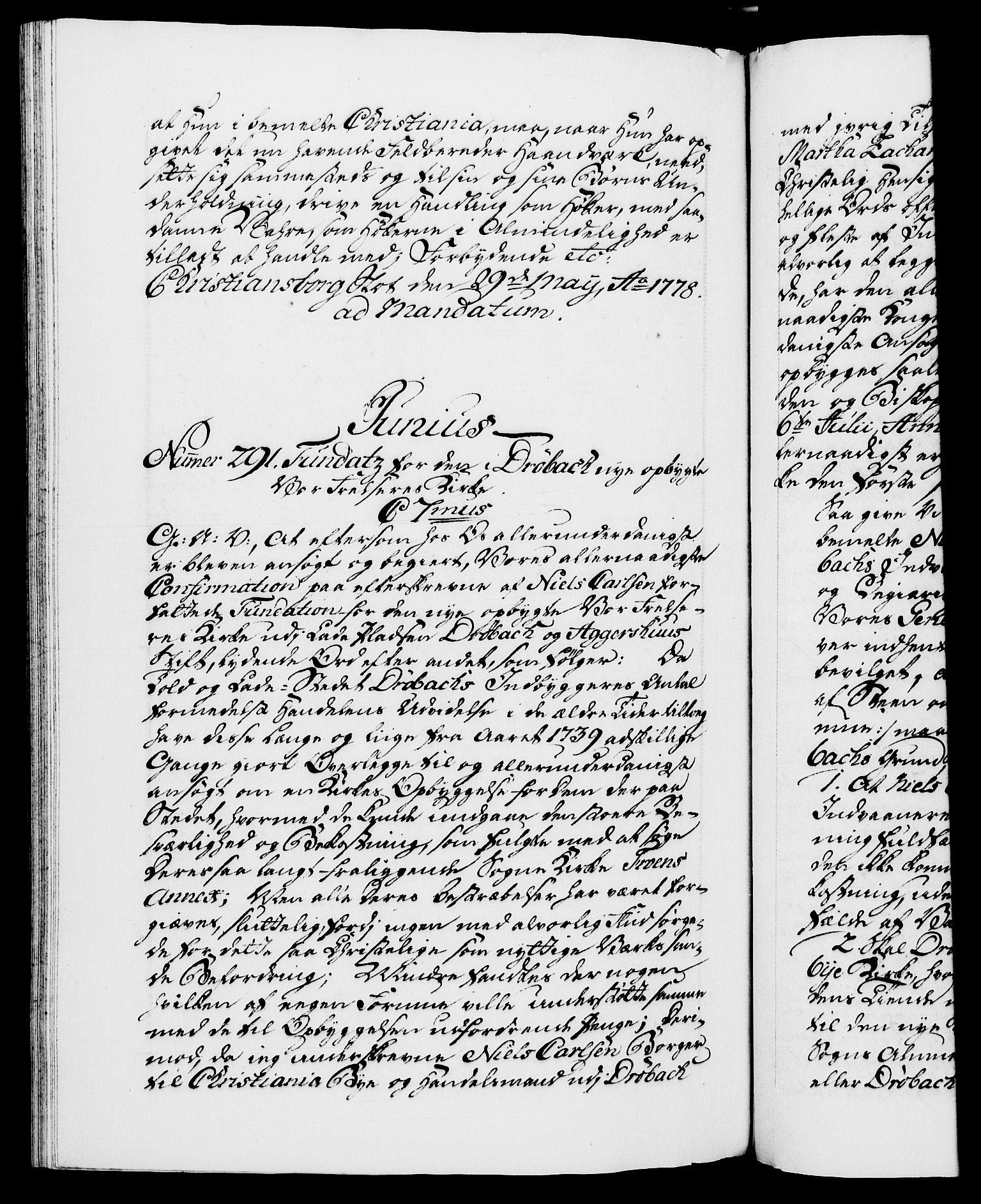 Danske Kanselli 1572-1799, RA/EA-3023/F/Fc/Fca/Fcaa/L0047: Norske registre, 1776-1778, p. 779b