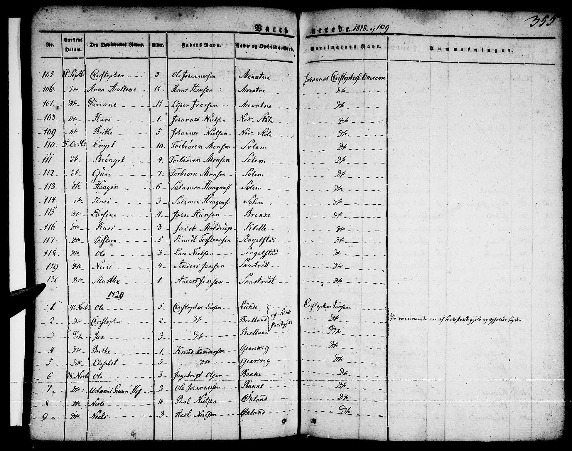 Tysnes sokneprestembete, AV/SAB-A-78601/H/Haa: Parish register (official) no. A 8, 1826-1837, p. 355