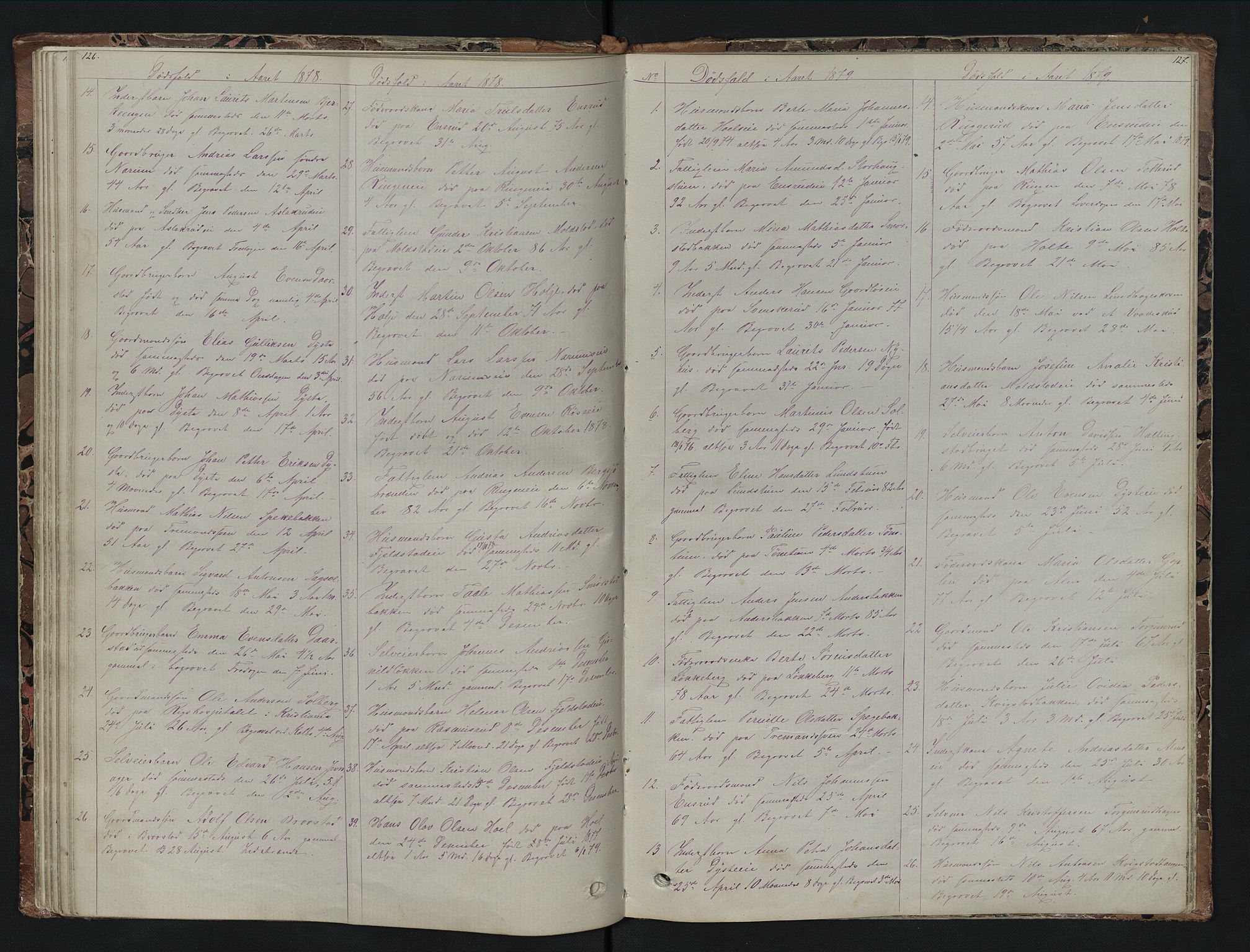Vestre Toten prestekontor, SAH/PREST-108/H/Ha/Hab/L0007: Parish register (copy) no. 7, 1872-1900, p. 126-127