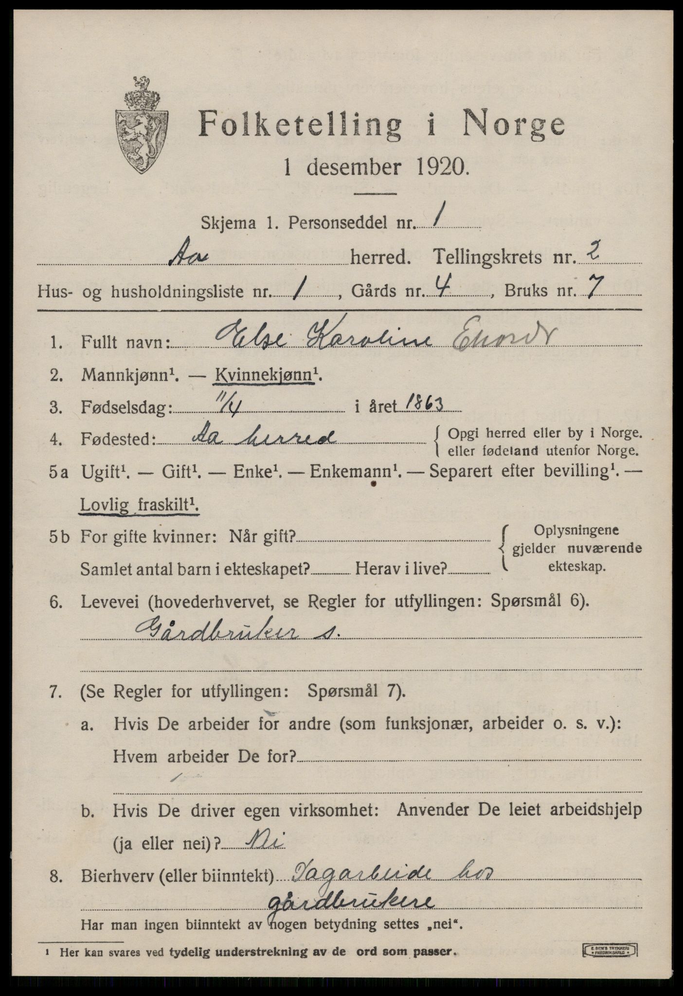 SAT, 1920 census for Å, 1920, p. 1402