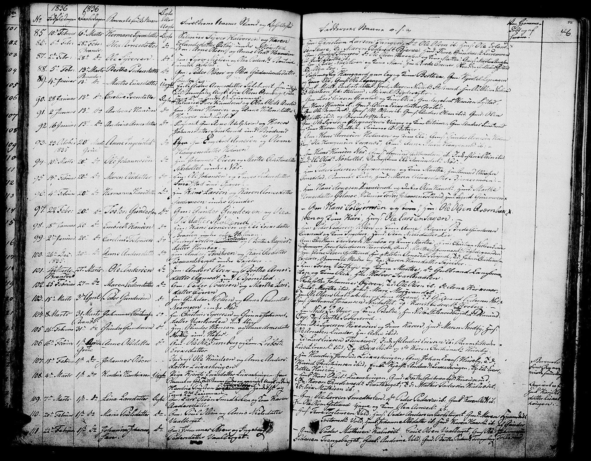 Grue prestekontor, SAH/PREST-036/H/Ha/Haa/L0007: Parish register (official) no. 7, 1830-1847, p. 46