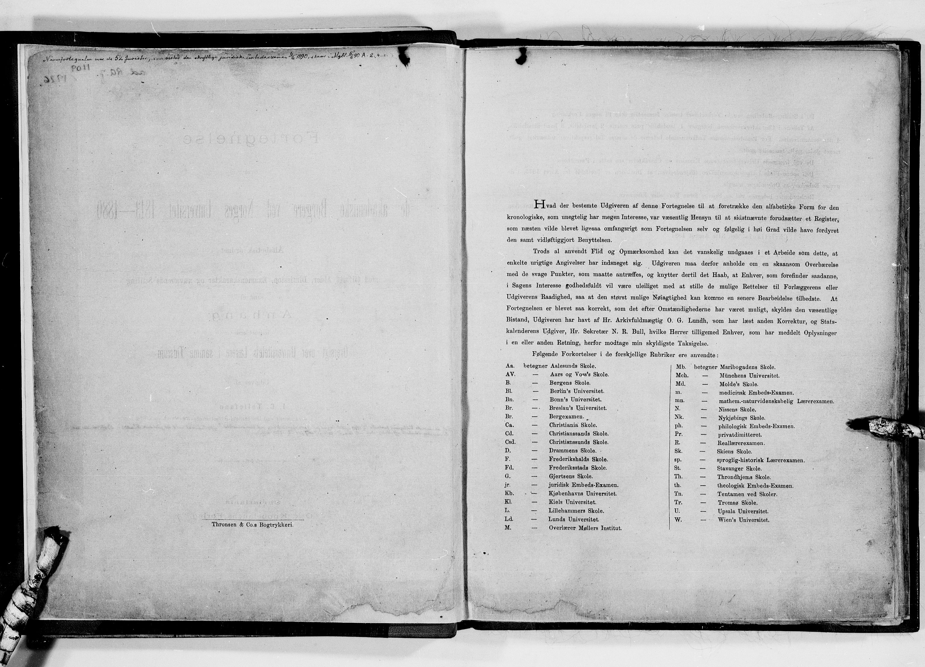 Lassens samlinger, AV/RA-PA-0051/F/Fd/L0084b: J.C. Tollefsen: "Fortegnelse over de akademiske Borgere ved Norges Universitet 1813-1880", 1813-1880, p. 3