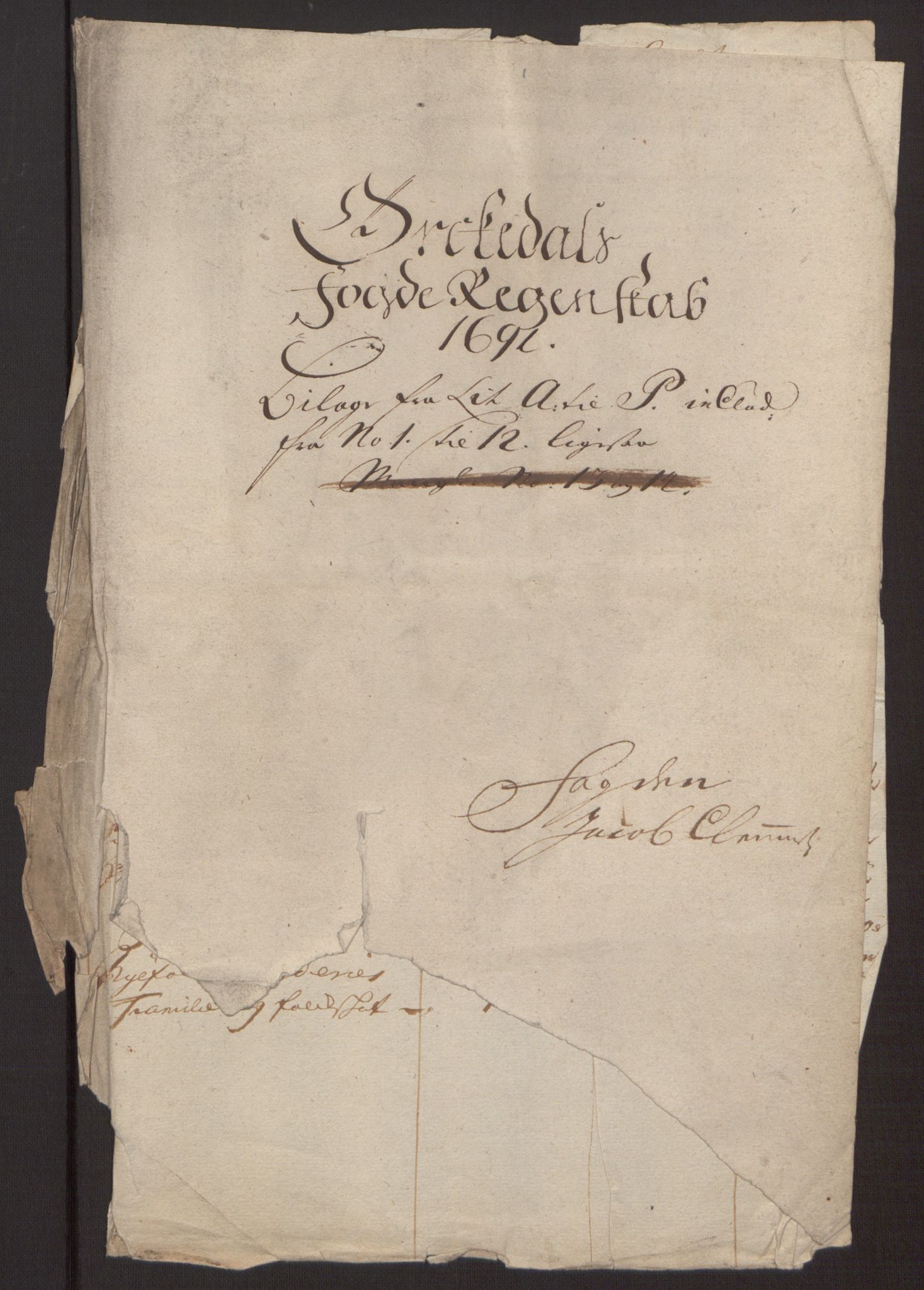 Rentekammeret inntil 1814, Reviderte regnskaper, Fogderegnskap, RA/EA-4092/R58/L3937: Fogderegnskap Orkdal, 1691-1692, p. 3
