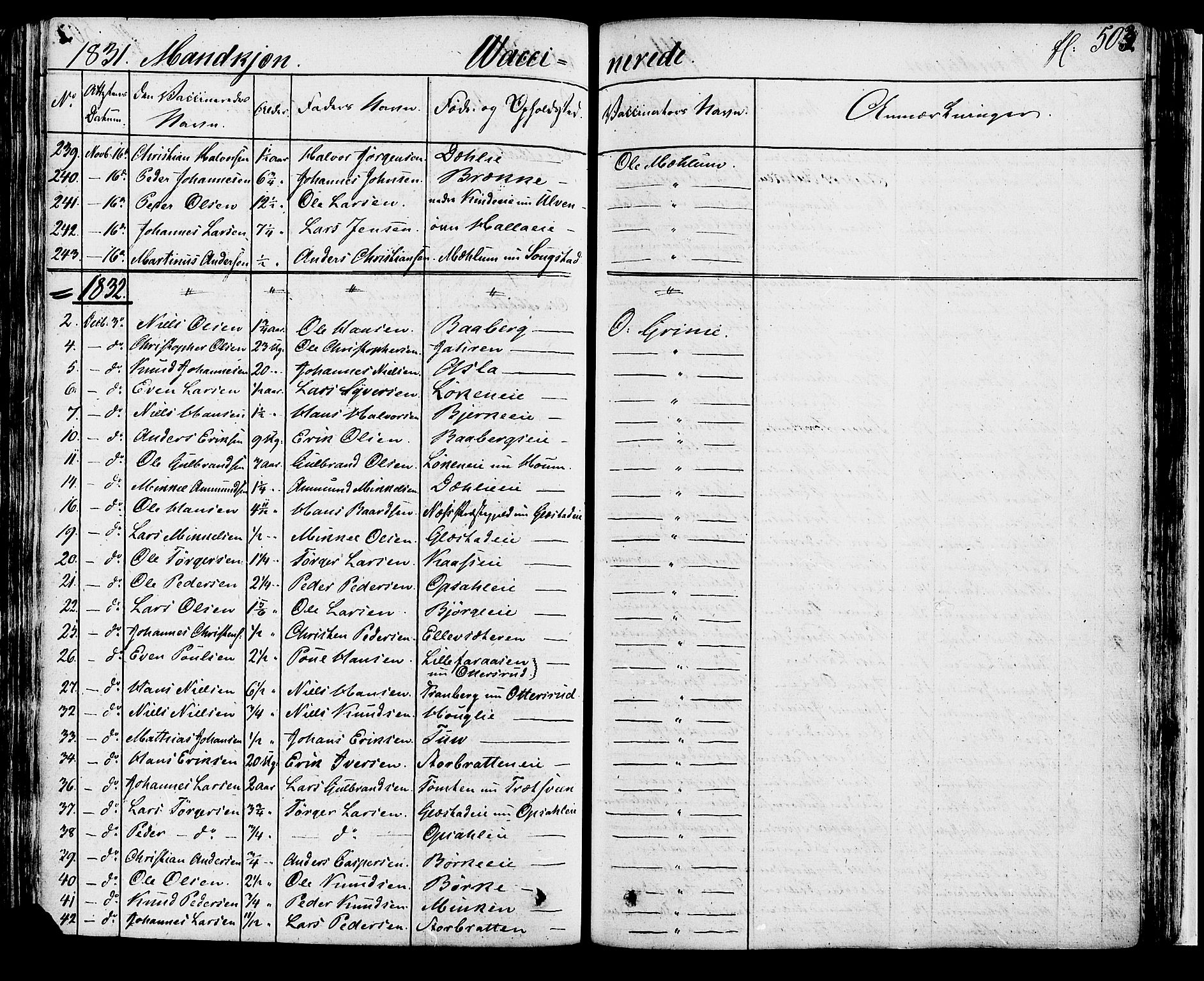 Ringsaker prestekontor, AV/SAH-PREST-014/K/Ka/L0007: Parish register (official) no. 7B, 1826-1837, p. 503