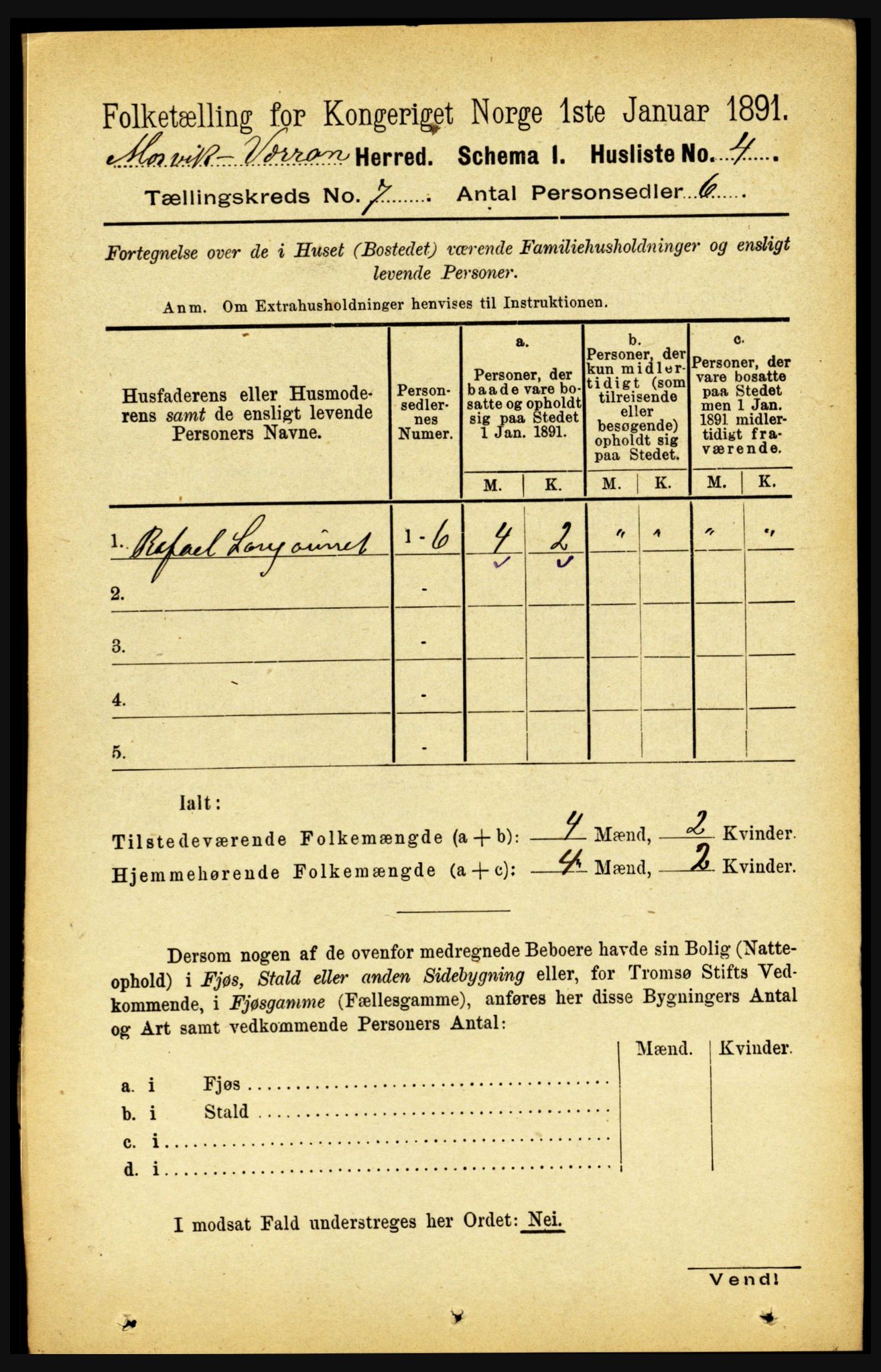 RA, 1891 census for 1723 Mosvik og Verran, 1891, p. 2853