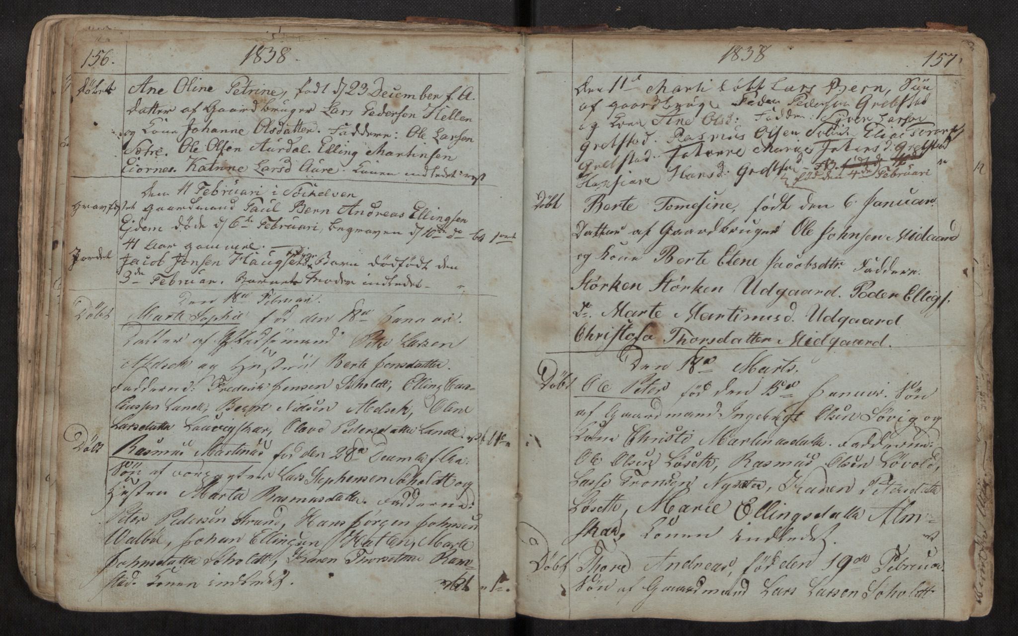 Ministerialprotokoller, klokkerbøker og fødselsregistre - Møre og Romsdal, AV/SAT-A-1454/522/L0331: Parish register (copy) no. 522C10, 1831-1841, p. 156-157